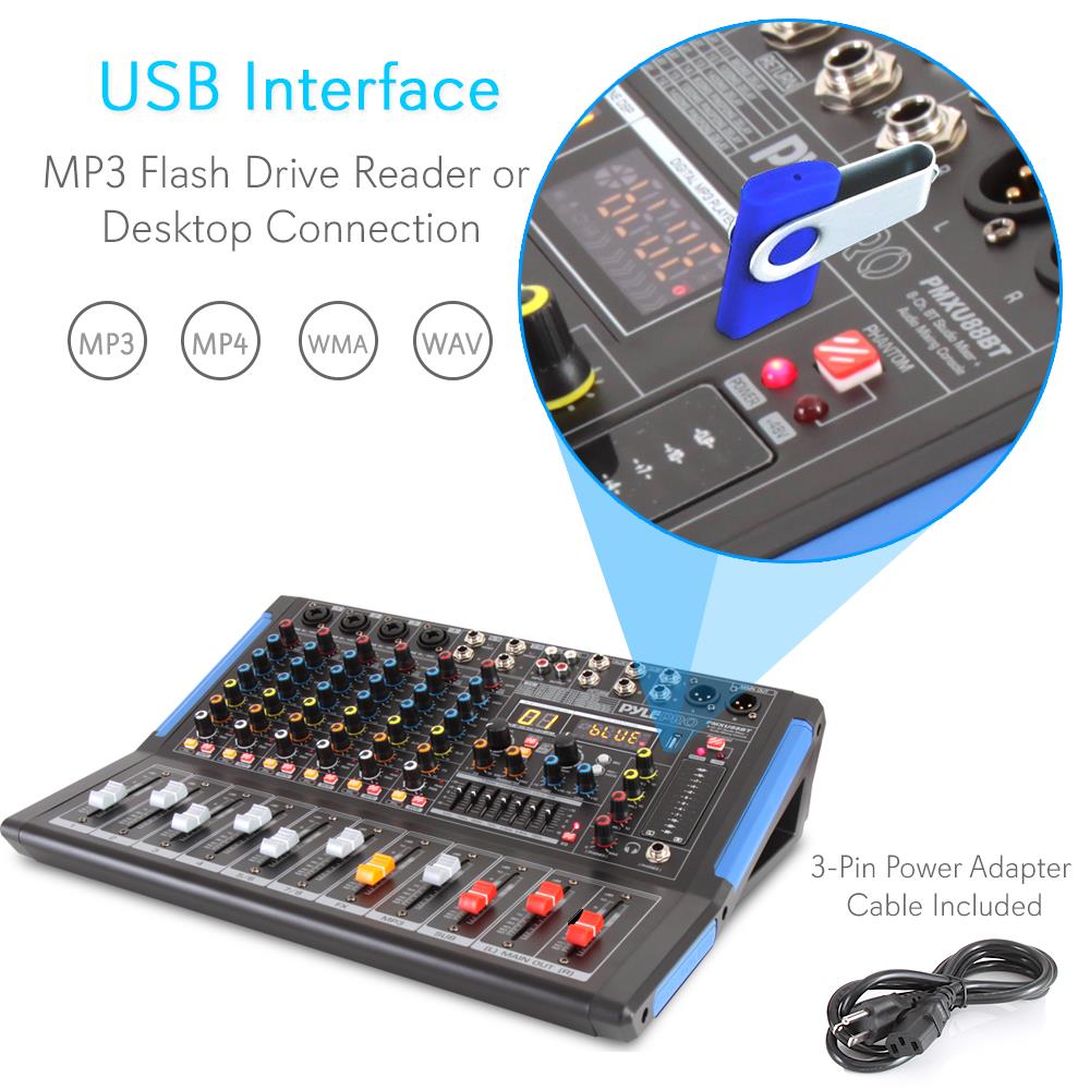 8-Channel Bluetooth DJ Mixer for Professional Studio Audio - Perfect for Live Performances & Music Production