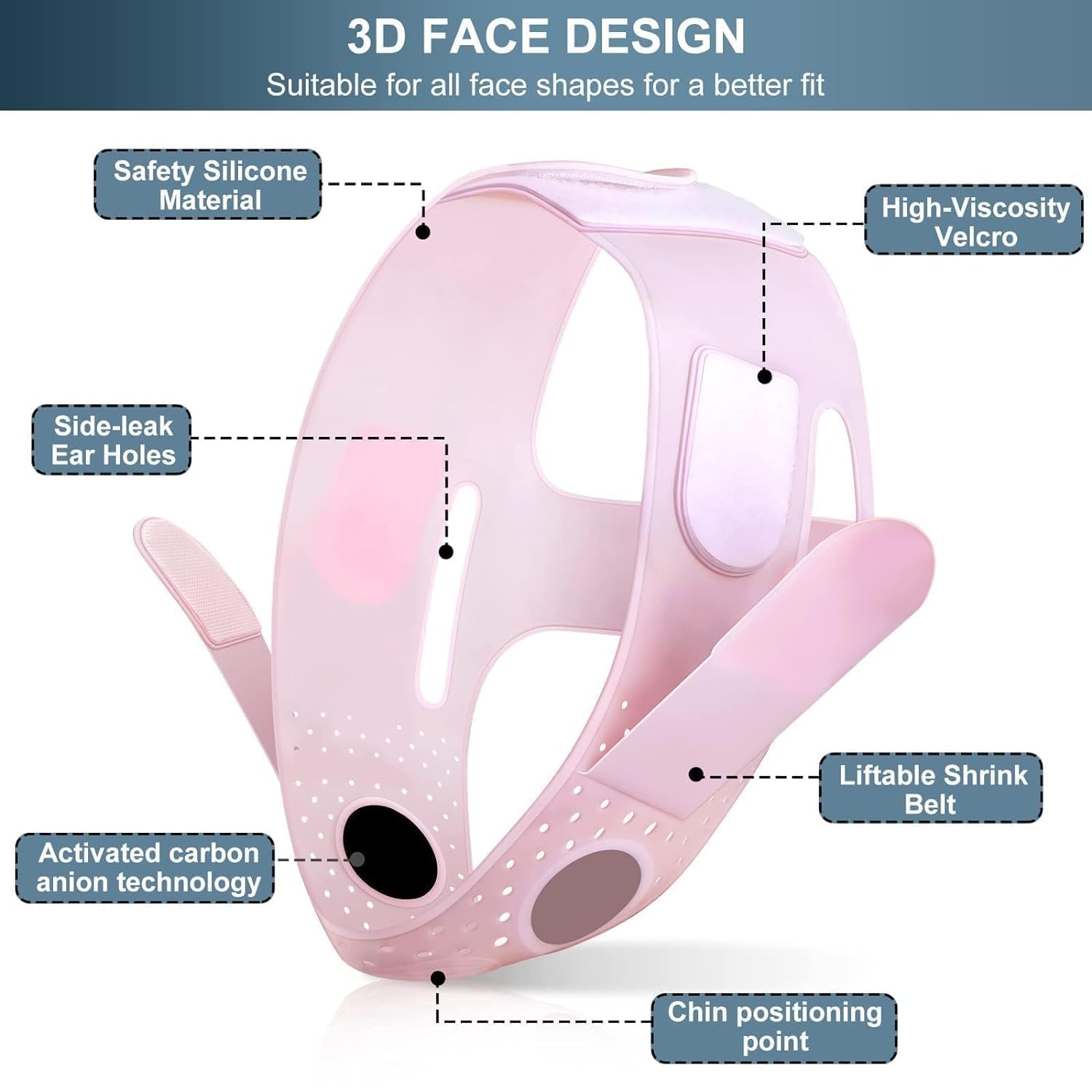 Drivanto V Line Face Mask - Silicone Double Chin Reducer & Chin Up Strap for Women & Men - Slimming & Contouring for a Defined Jawline - Perfect for Daily Use, Workouts, and Beauty Routines