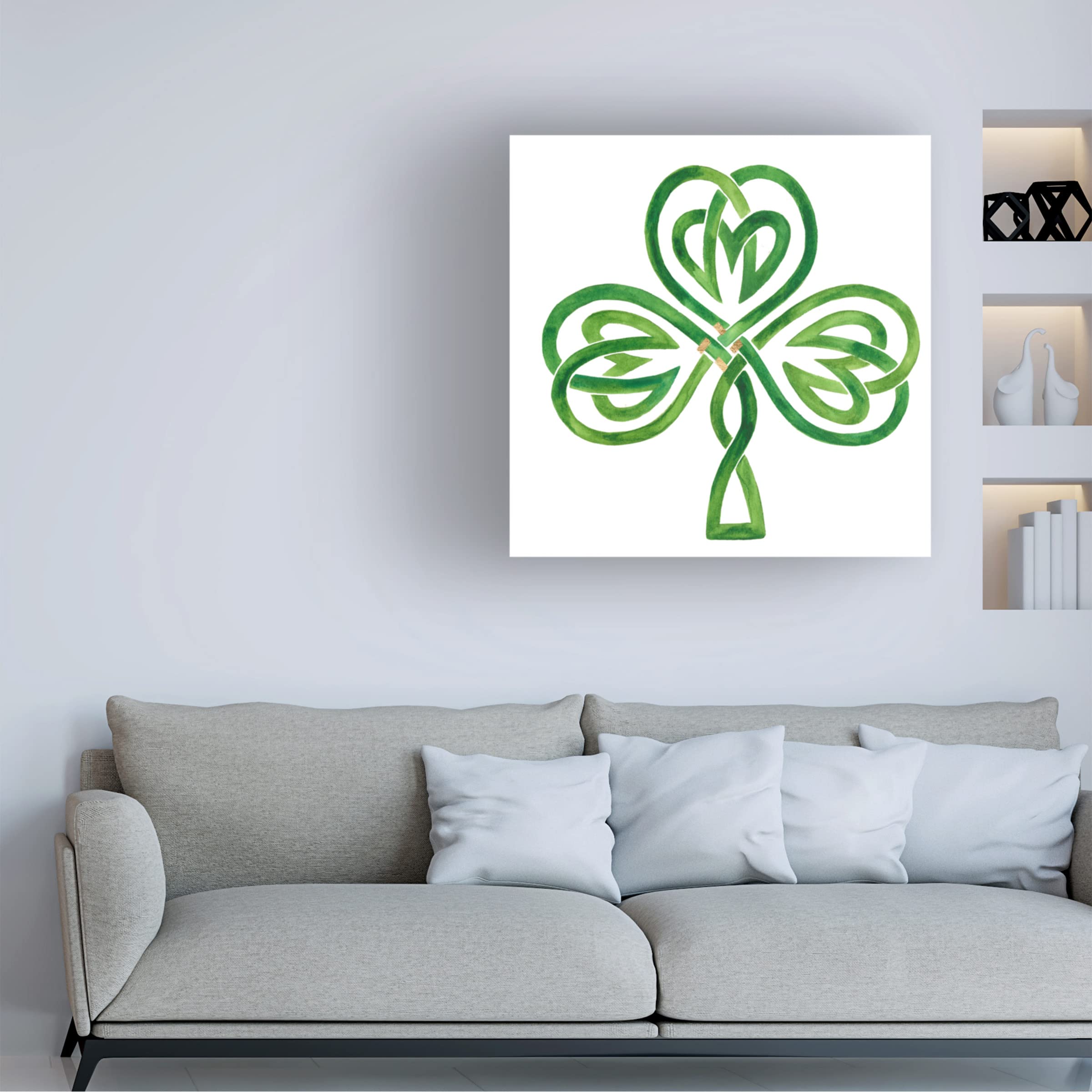 Victoria Borges 'Gilded Shamrock III' Canvas Wall Art Print - Irish Decor, Home & Office Wall Decor, Perfect for St. Patrick's Day Gifts & Celtic-Themed Interiors