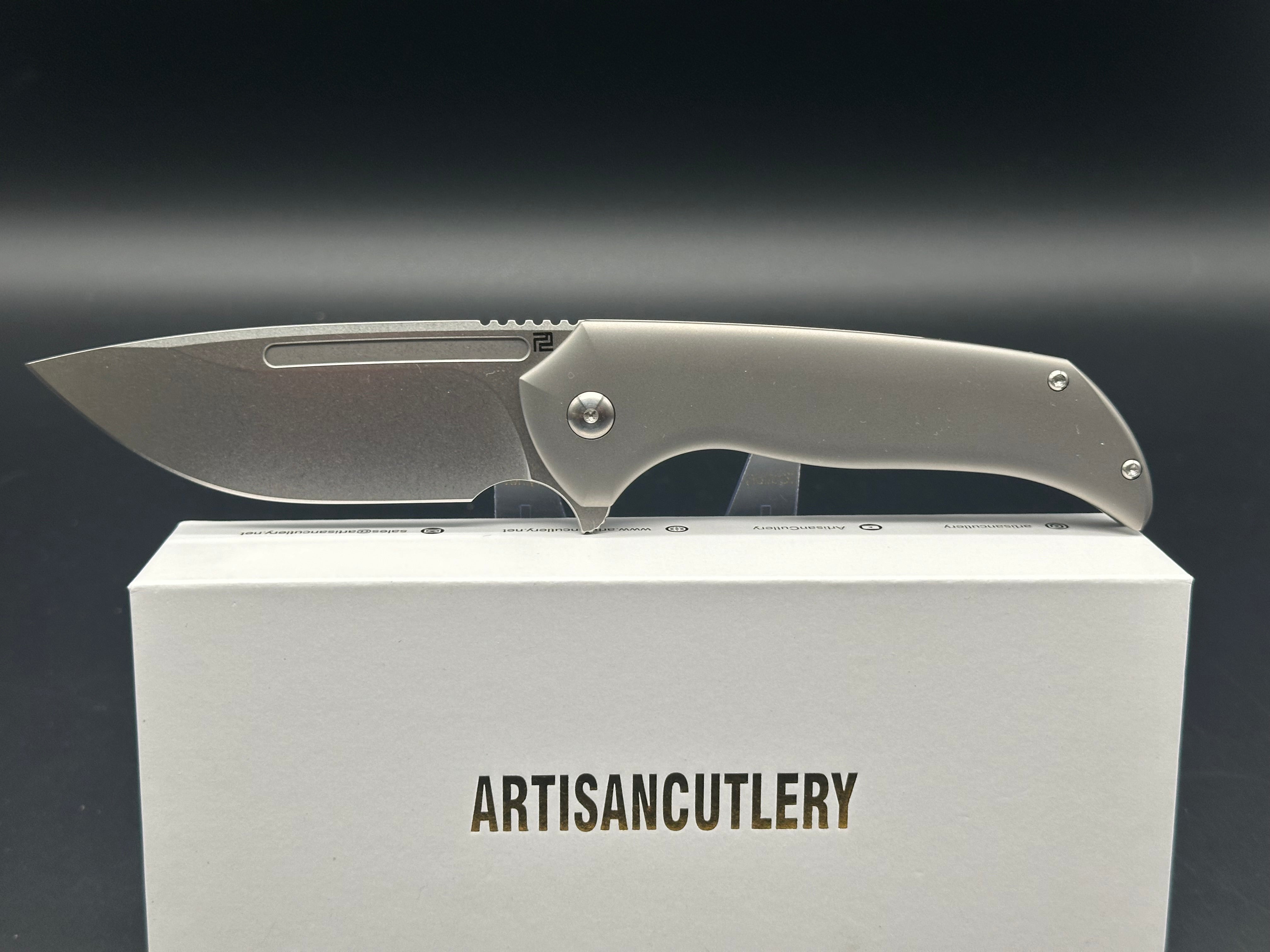 ARTISAN CUTLERY TRUX Pocket Knife - Titanium Handle, S35VN Blade Steel (1861G GY) - EDC, Camping, Hiking & Outdoor Survival Tool