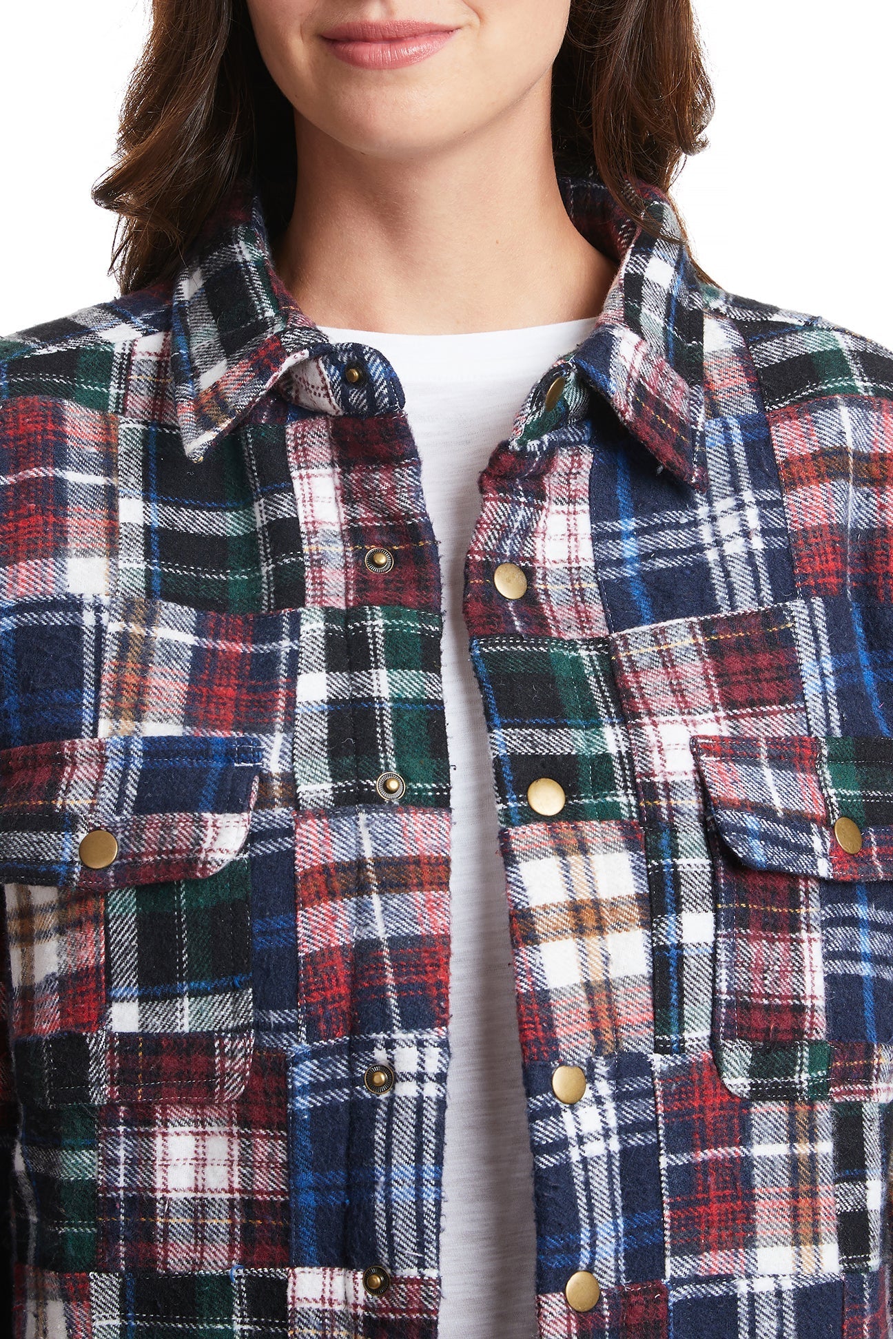 Women's Flannel Shacket with Colorado Patch - Cozy Madras Plaid Overshirt for Fall & Winter Layering | Perfect for Outdoor Adventures & Casual Wear