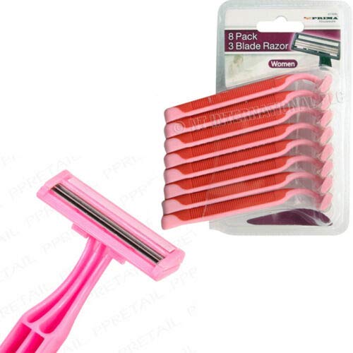 32 Pack Pink Triple Blade Disposable Razors for Women - Ultra Smooth Shaving for Legs, Underarms & Bikini Area - Gentle on Skin with Lubricating Strip - Perfect for Travel, Gym & Everyday Use