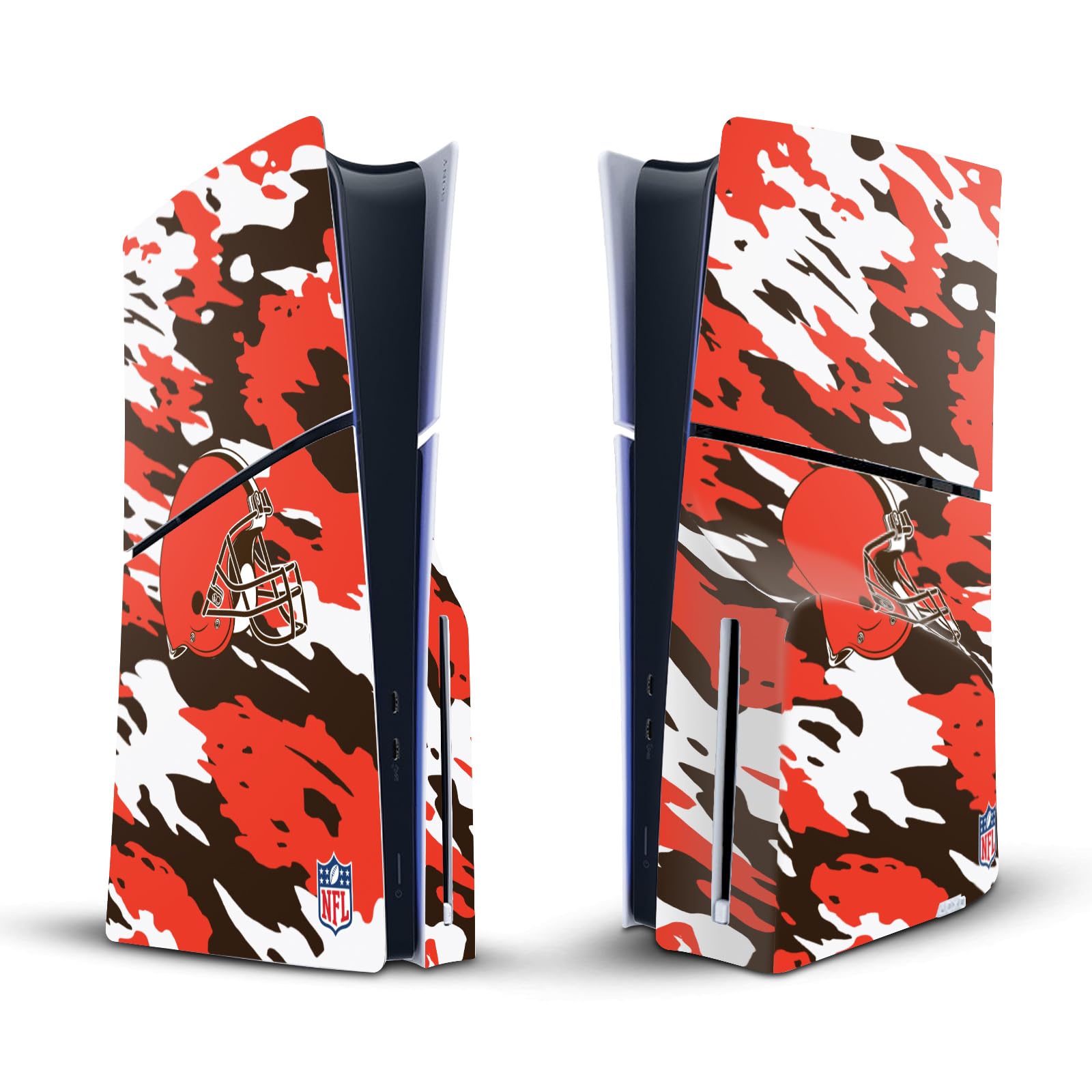 Official NFL Cleveland Browns Camouflage Vinyl Skin Sticker for Sony PlayStation 5 PS5 Slim/Pro Disc Edition - Protective Gaming Decal for PS5 Consoles - Perfect for Game Rooms, Sports Fans, and Team Spirit Display