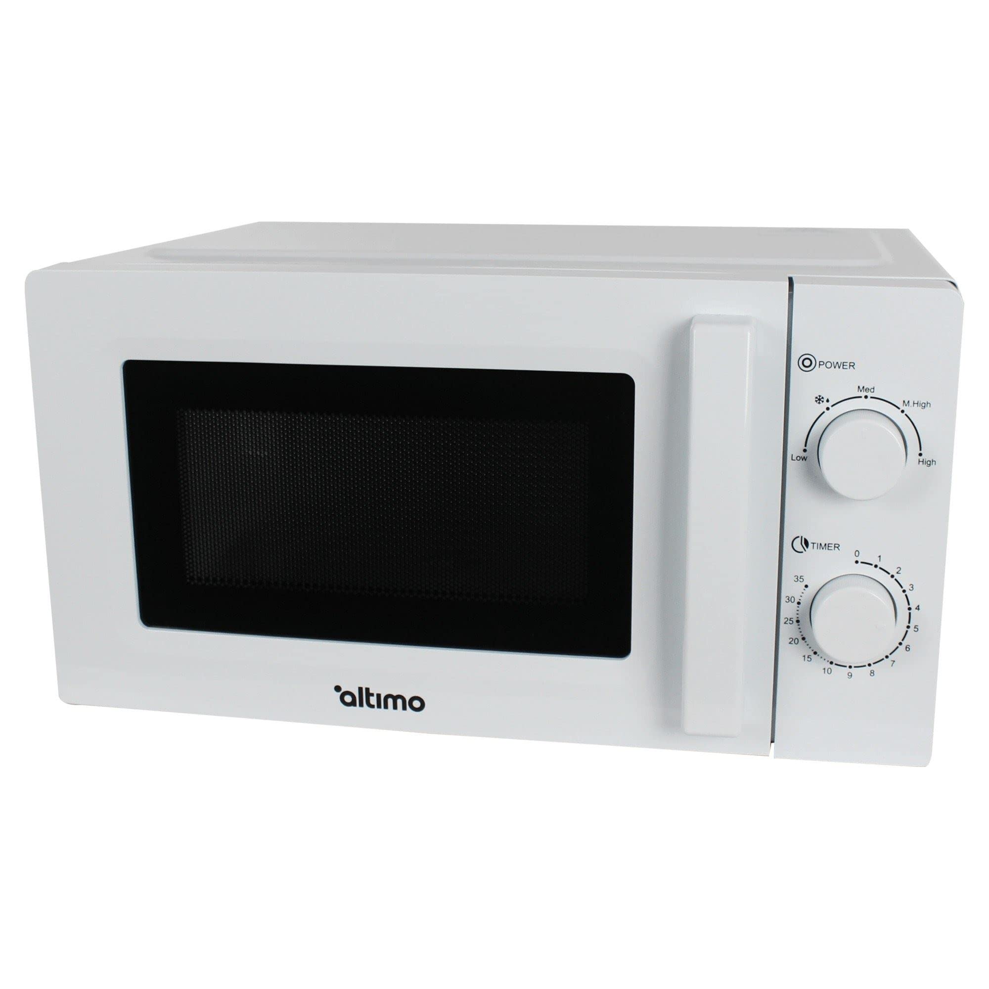 Altimo 700W 20L White Microwave Oven with 5 Power Levels & Quick Defrost - Compact Countertop Microwave for Small Kitchens, Dorms, Offices - Perfect for Reheating Meals, Popcorn & Quick Cooking