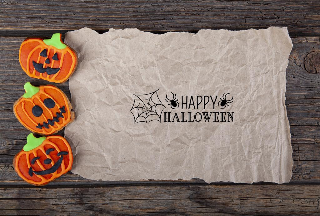 Happy Halloween Clear Rubber Stamps Set - Ghost & Skull Words for Card Making, Bullet Journal, DIY Scrapbook, Notebook Decoration - Perfect for Handmade Crafts, Party Invitations & Spooky Season Decor