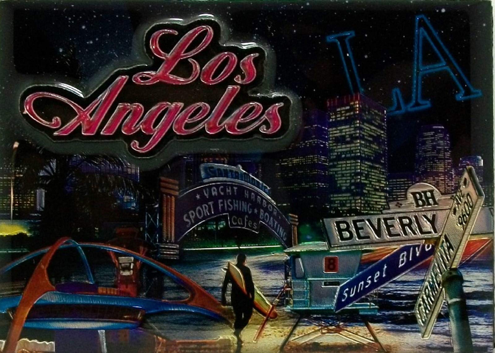Los Angeles California Souvenir Fridge Magnet with Raised Icon - Perfect for Travel Gifts, Home Decor & Office Accessories