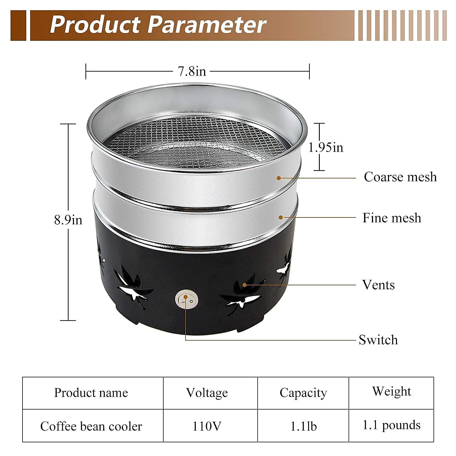 500g Household Coffee Roaster & 500g Coffee Bean Cooler - Electric Coffee Bean Roaster Machine with Cooling Tray for Home Roasting - Perfect for Fresh Coffee Lovers & DIY Baristas