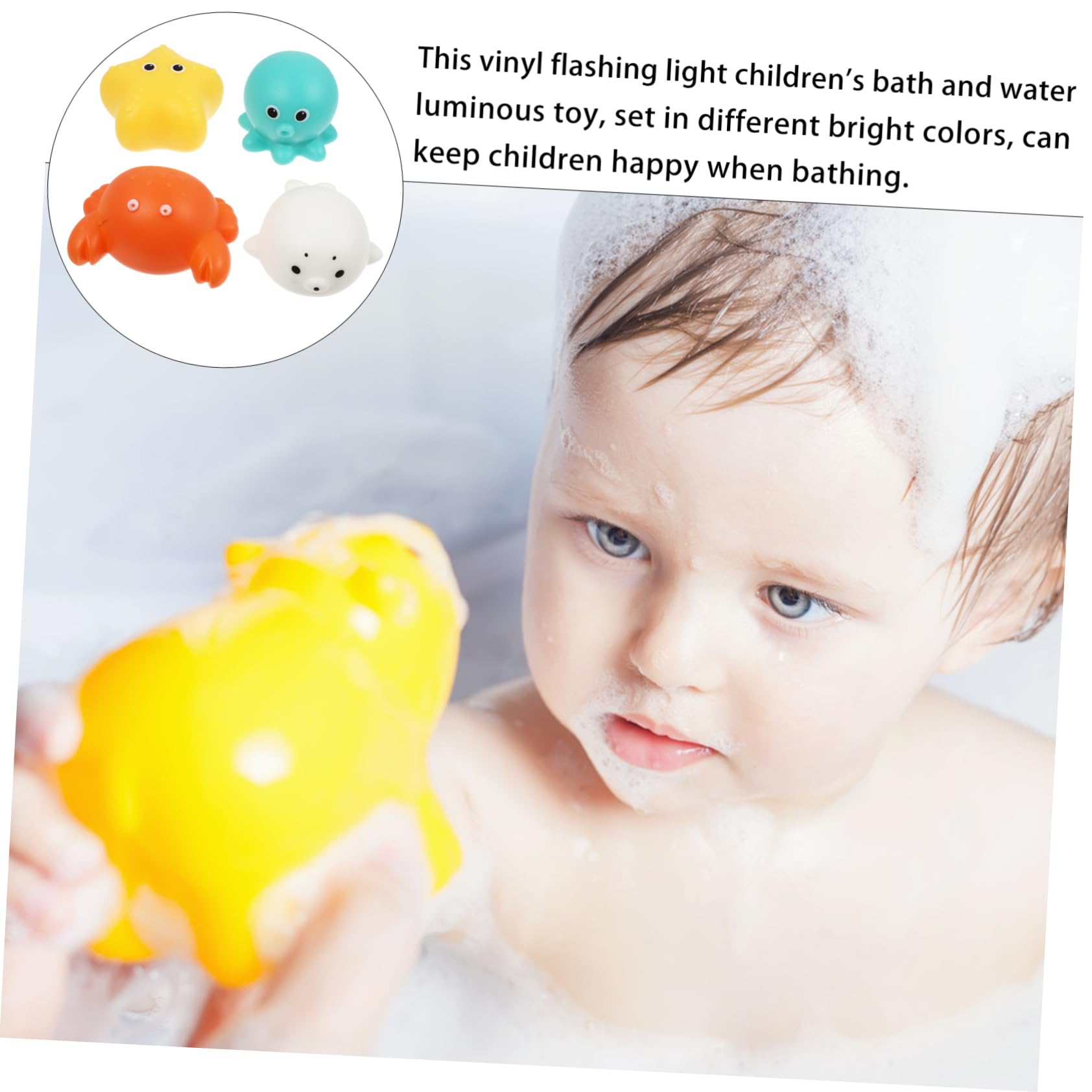 DRESSOOS 4-Piece Light Up Floating Water Toys - Glow in Dark Bath & Pool Toys for Kids, Fun Learning Sea Lion Vinyl Bathtub Toys for Toddlers | Perfect for Night Swimming, Sensory Play & Bath Time Fun