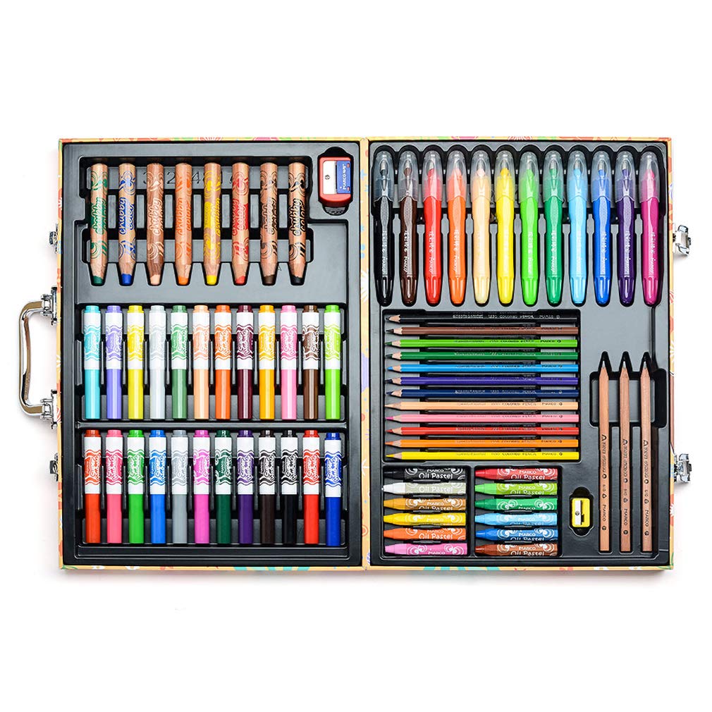 Disney Custom Gift Box - 77-Piece Coloring Set with Oil Pastels & Watercolor Pens for Kids & Adults | Perfect for Art Projects, DIY Crafts & Party Favors