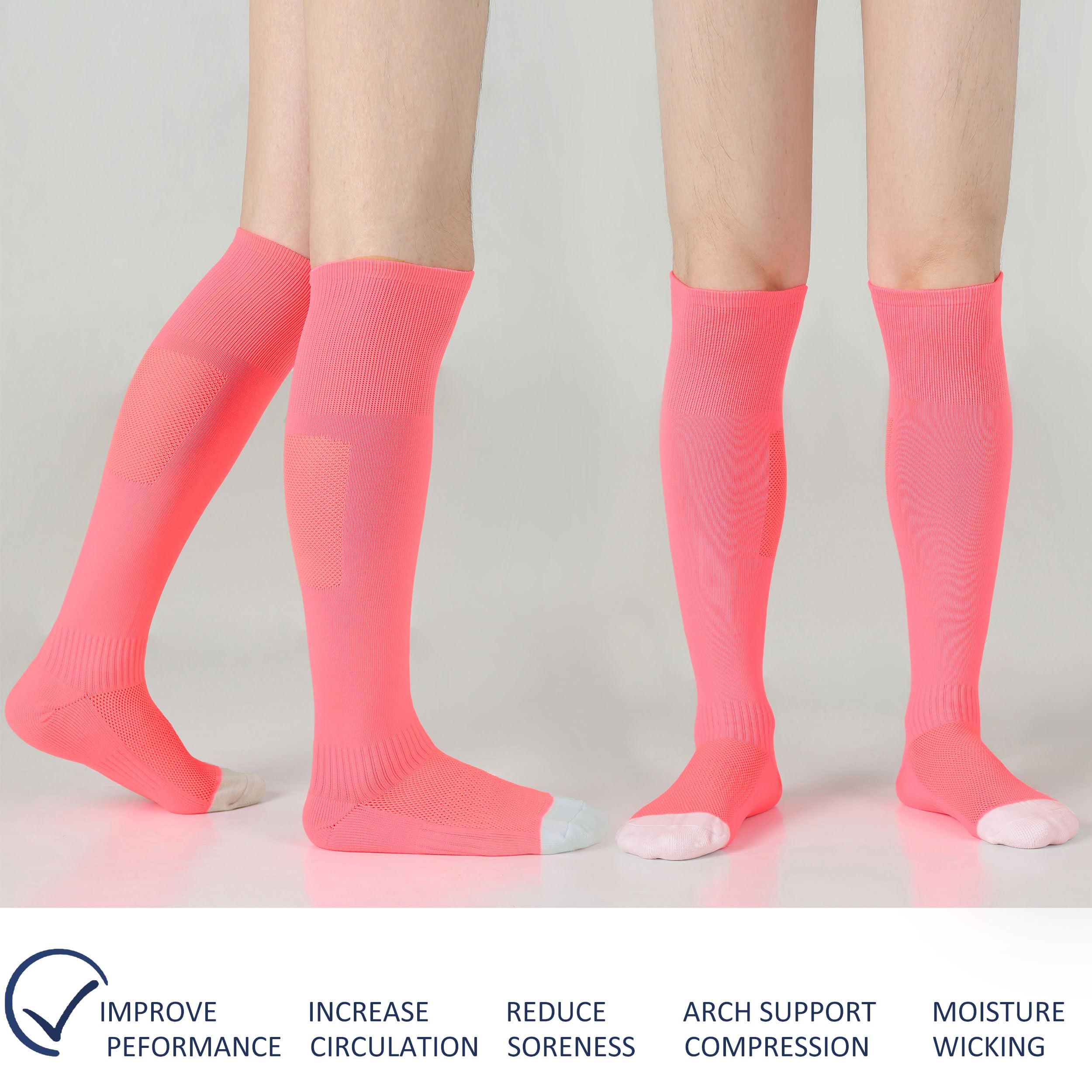 Sunew 2/3 Pack Athletic Sports Socks for Soccer Baseball Softball Football Volleyball - Breathable Cushioned Socks for Men Women Youth (4 Sizes) - Perfect for Training, Games & Team Sports