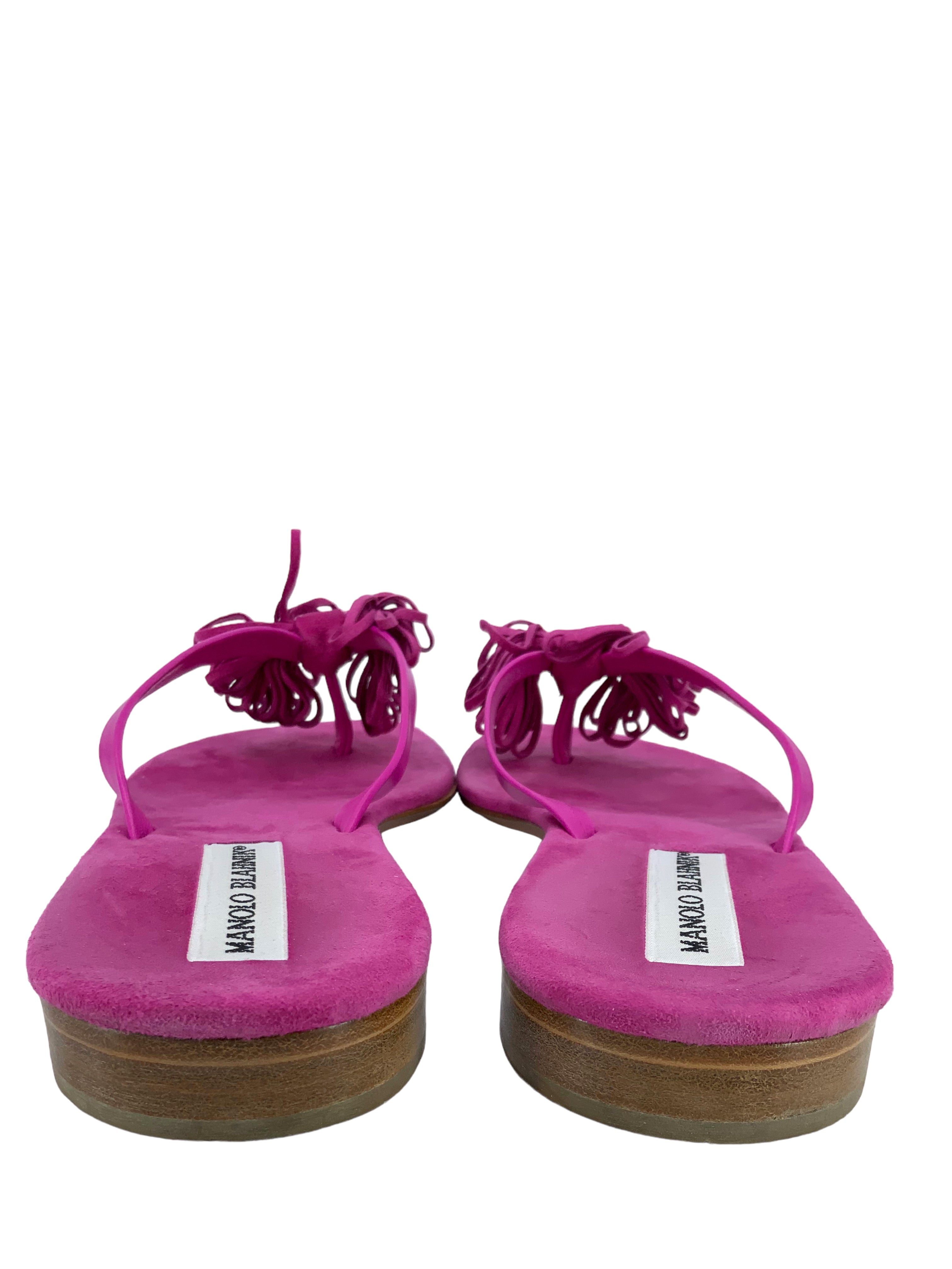 Manolo Blahnik Suede Tassel Thong Sandals for Women - Size 11 | Comfortable Summer Flip Flops for Beach, Pool & Casual Outings