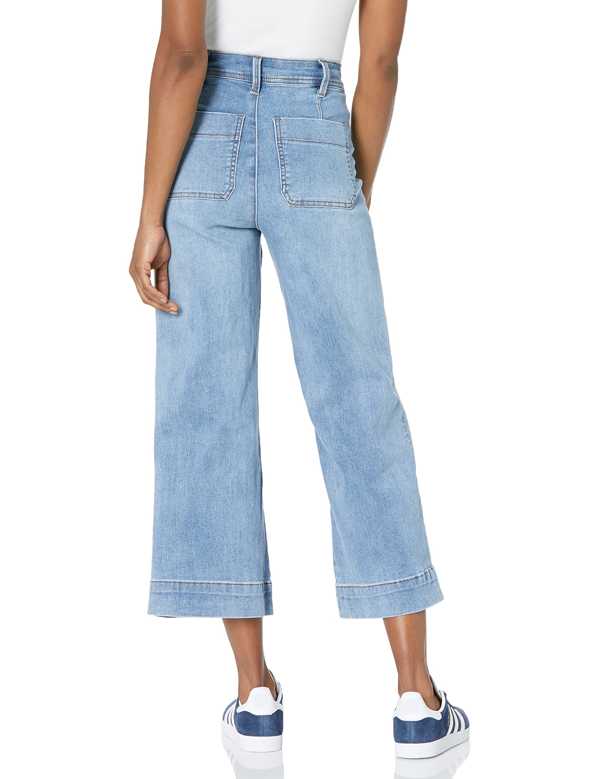 Women's High Waist Exposed Button Wide Leg Jeans - Trendy Distressed Denim Pants for Casual Outfits & Streetwear Fashion