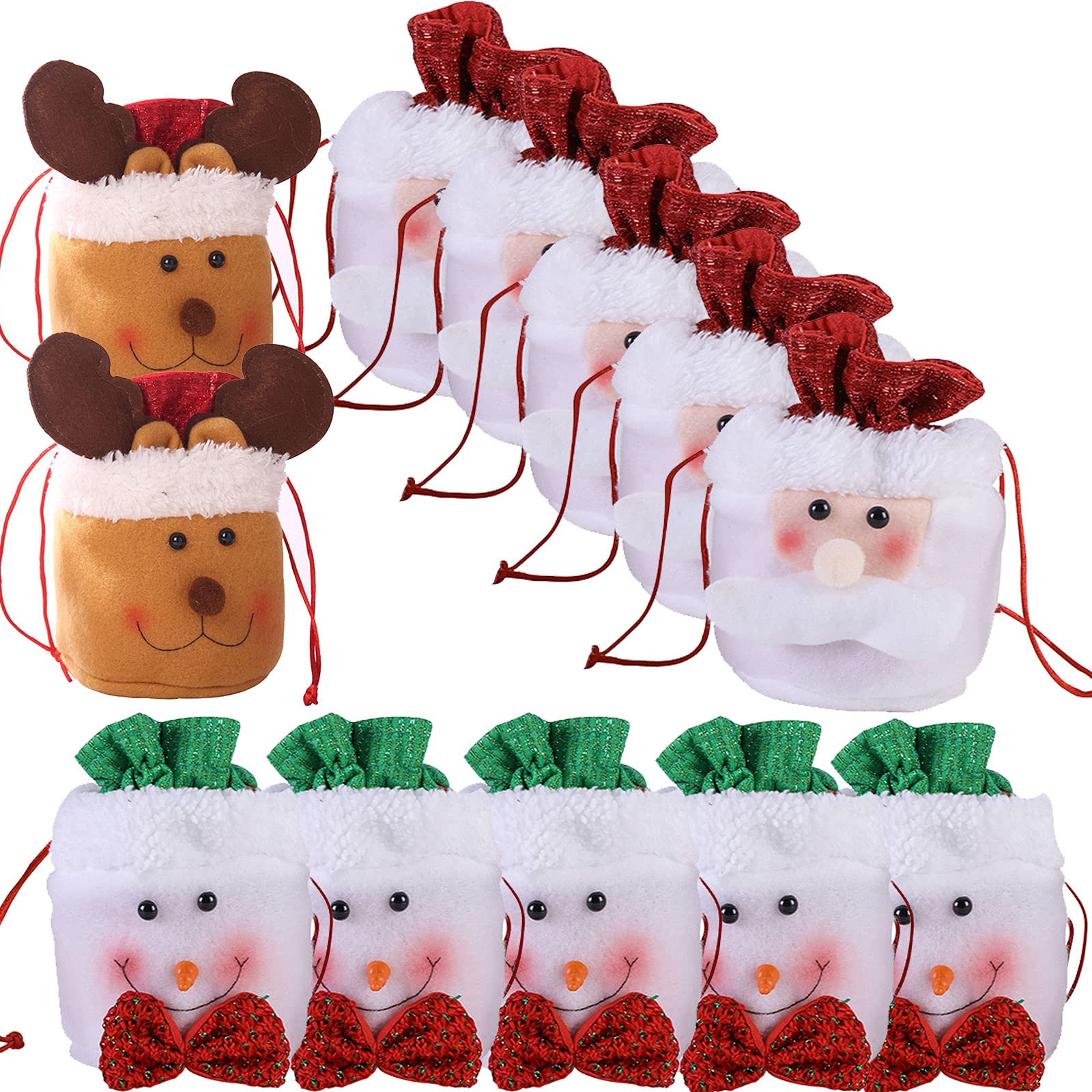 Christmas Candy Bags - 12pcs Festive Fabric Drawstring Gift Bags for Holiday Treats, Party Favors & Christmas Decorations | Perfect for Stocking Stuffers, Gift Exchanges & Tree Ornaments