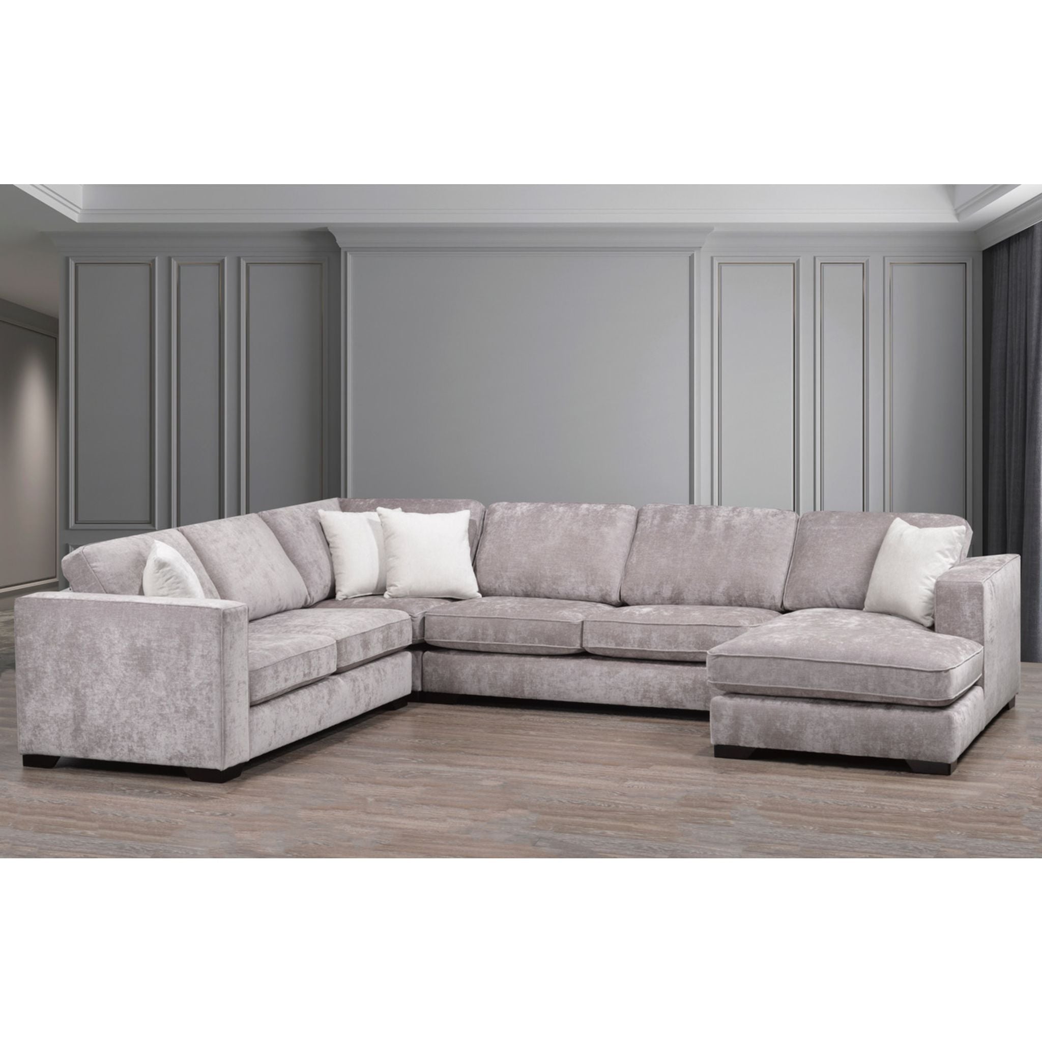 Amber 4-Piece Taupe Sectional Sofa Set - Modern L-Shaped Living Room Couch for Small Spaces & Family Gatherings