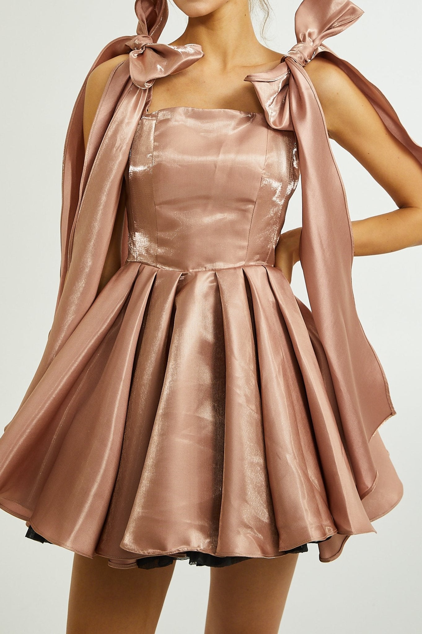 Catiana Bow Detail Flared Dress - Elegant Women's Party & Evening Gown for Weddings, Cocktails & Special Occasions