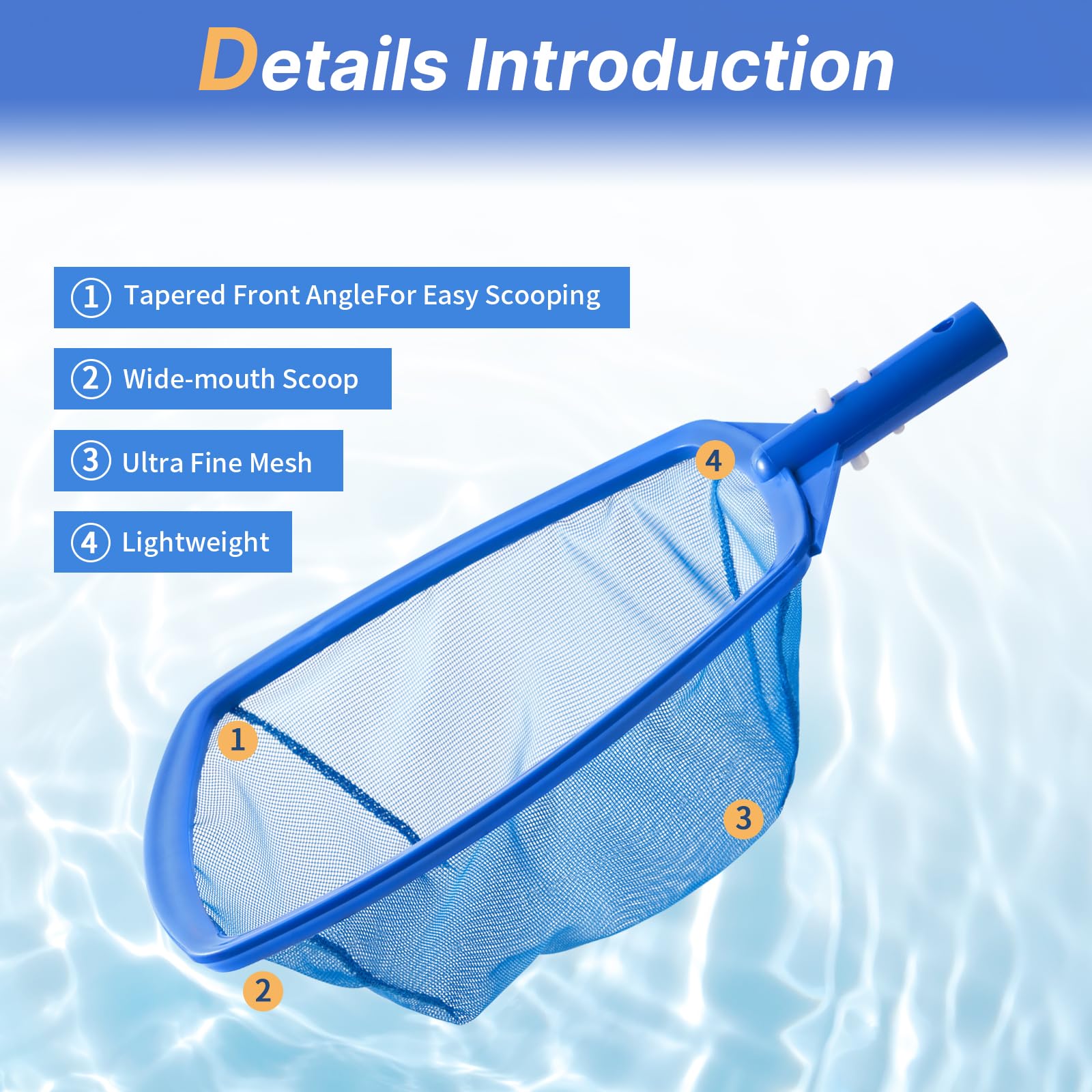 Tavaleu Pool Skimmer Net - Heavy Duty Leaf Skimmer for Swimming Pools, Reinforced Frame Design, No Pole Included | Perfect for In-Ground & Above Ground Pool Maintenance, Backyard Cleaning
