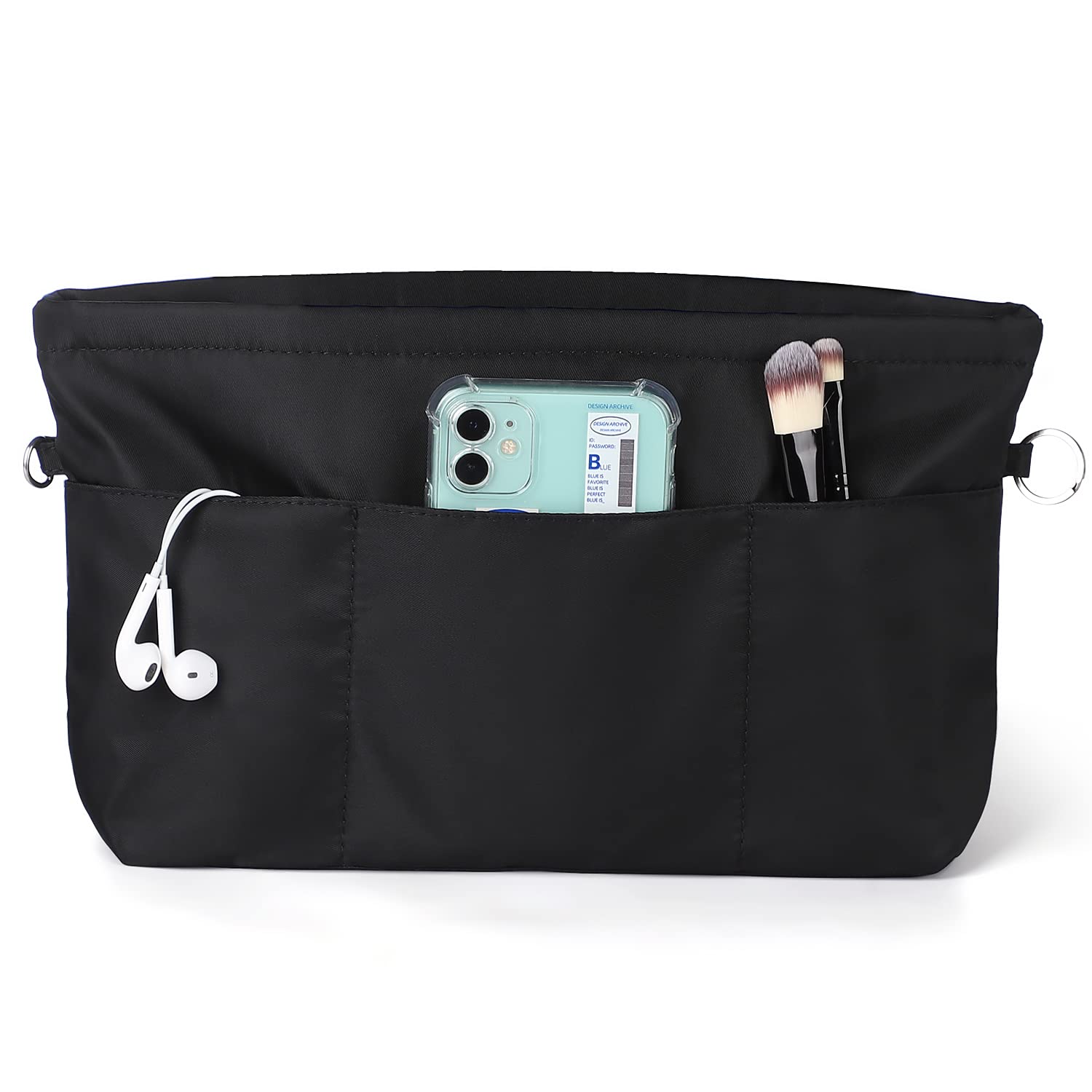 Sightor Handbag Organizer Insert - Large Nylon Purse Organizer for Tote Bags, Black | Keep Your Bag Neat & Organized | Perfect for Work, Travel & Daily Use