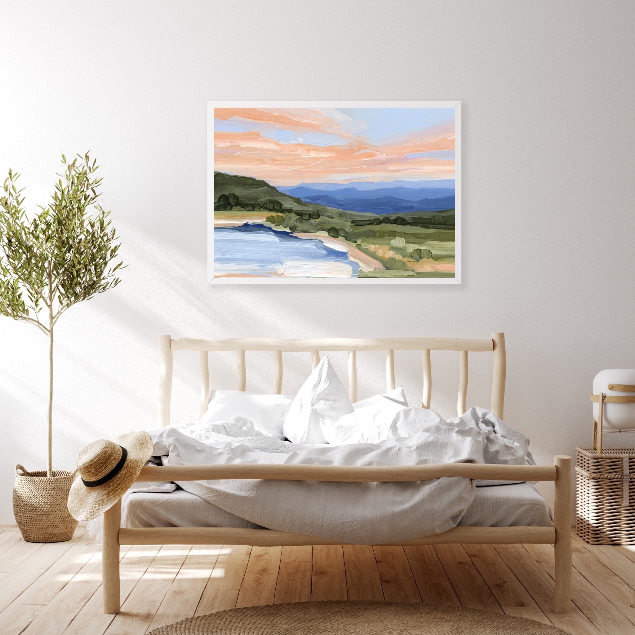 Blue Lake Art Print - Stunning Landscape Wall Decor for Living Room, Bedroom & Office - Perfect for Home & Office Decor
