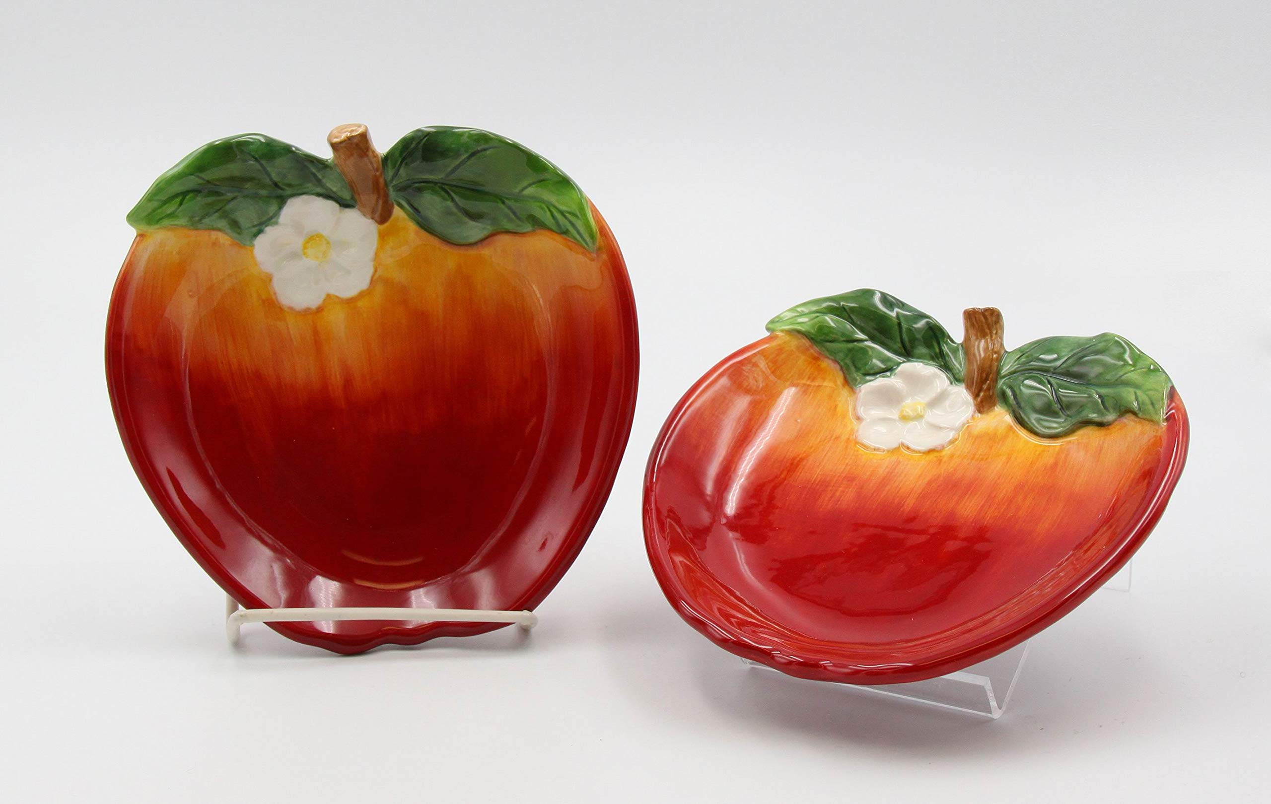 Premium Ceramic Red Apple Dessert Plates Set of 2 - 6 Inch Candy Dish for Cake, Pastry, Fruit & Snacks - Perfect for Parties, Tea Time & Home Decor