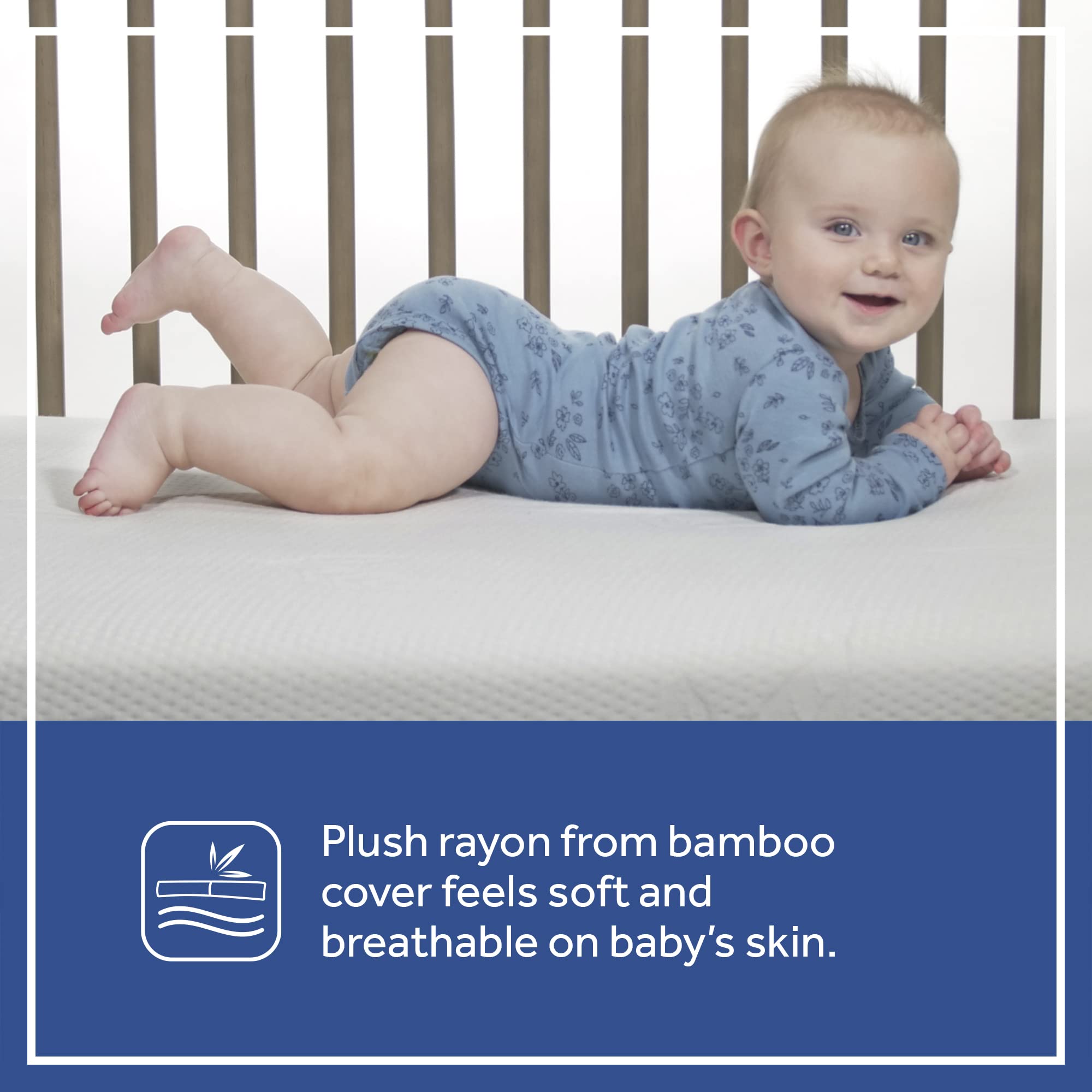 Sealy Cozy Brilliance Breathable Bamboo Rayon Hypoallergenic Baby Crib Mattress & Toddler Bed Mattress - 2-Stage Firm Support, Non-Toxic, Washable Zip Cover, Waterproof, Made in USA (52