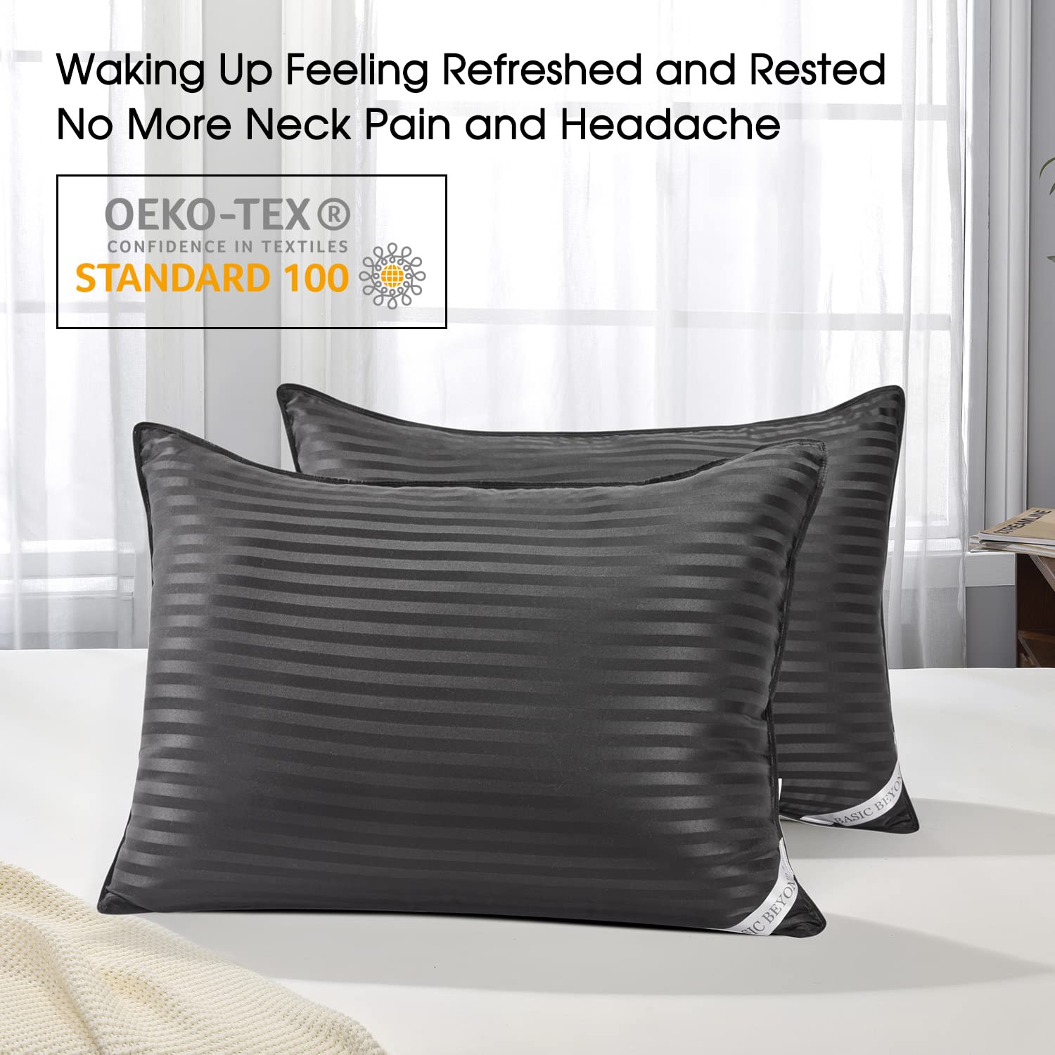 Premium Queen Size Pillows Set of 2 - Ultra Soft Down Alternative Bed Pillows, 20x28 Inches, Luxury Hotel Collection for Side, Back & Stomach Sleepers - Perfect for Home, Guest Room & Airbnb