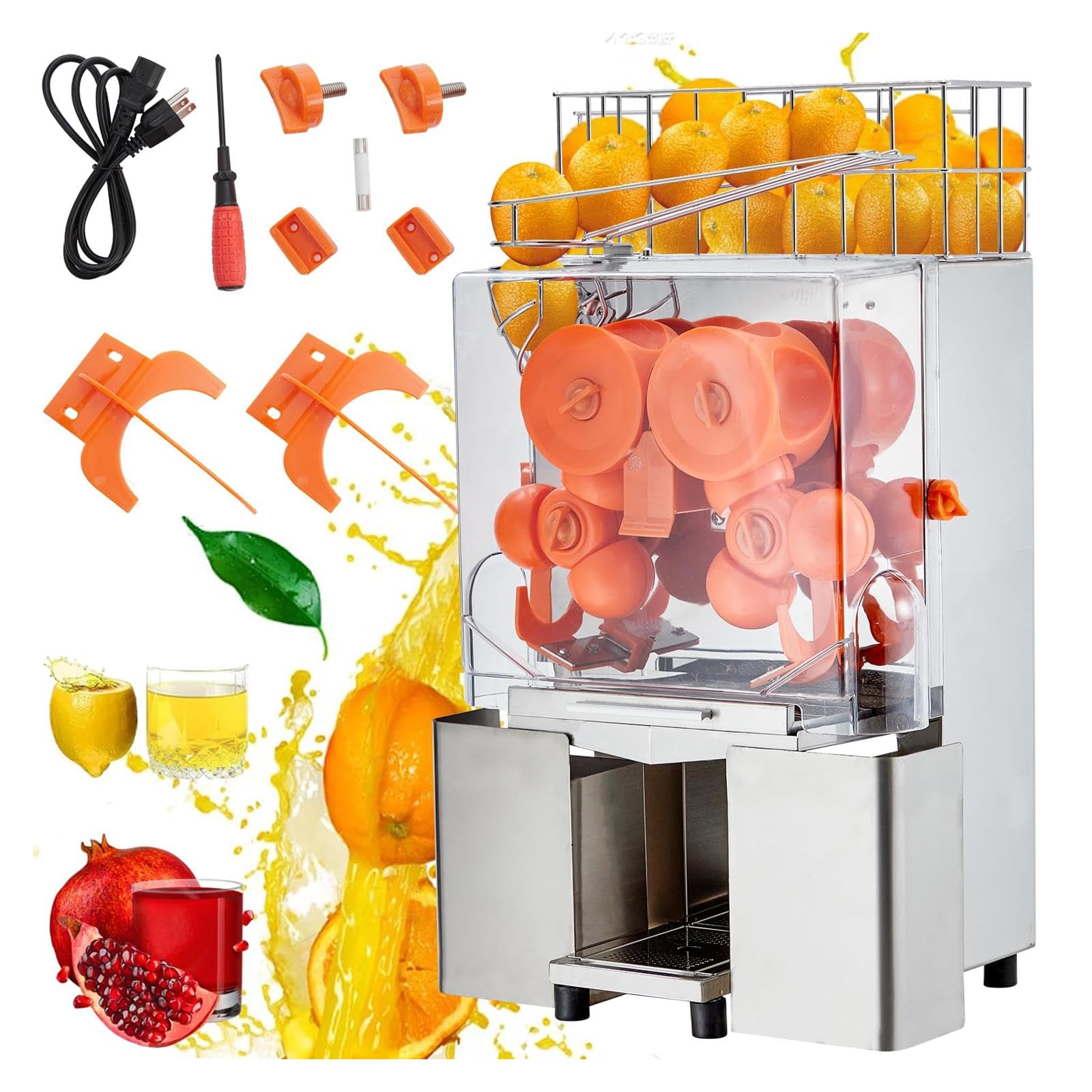 Commercial Electric Juicer Machine - CuisinAid 110V 120W High-Speed Orange Squeezer (22-30 Oranges/Min), 304 Stainless Steel Construction with Easy-Clean Design & Safety ON/OFF Switch - Perfect for Restaurants, Juice Bars, Cafes and Bulk Juice Production