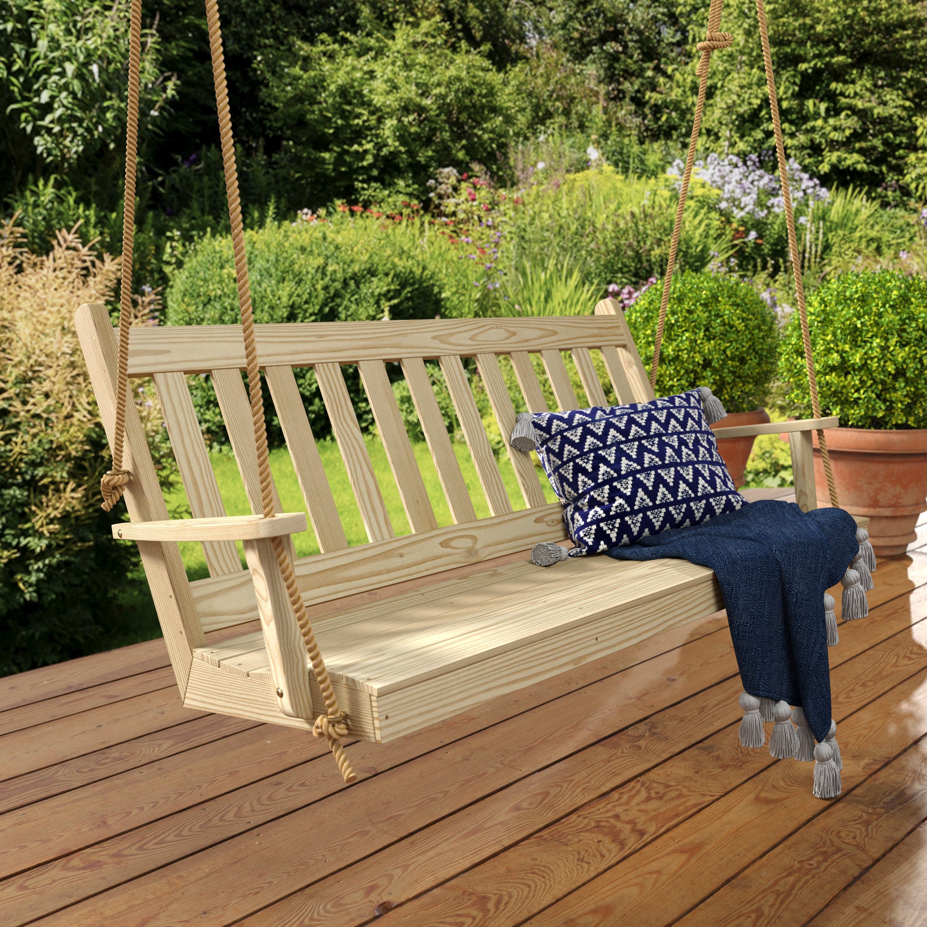 Keystone Amish Co. 6 Foot Franklin Porch Swing - Dark Green Outdoor Wooden Swing for Patio, Garden & Backyard Relaxation