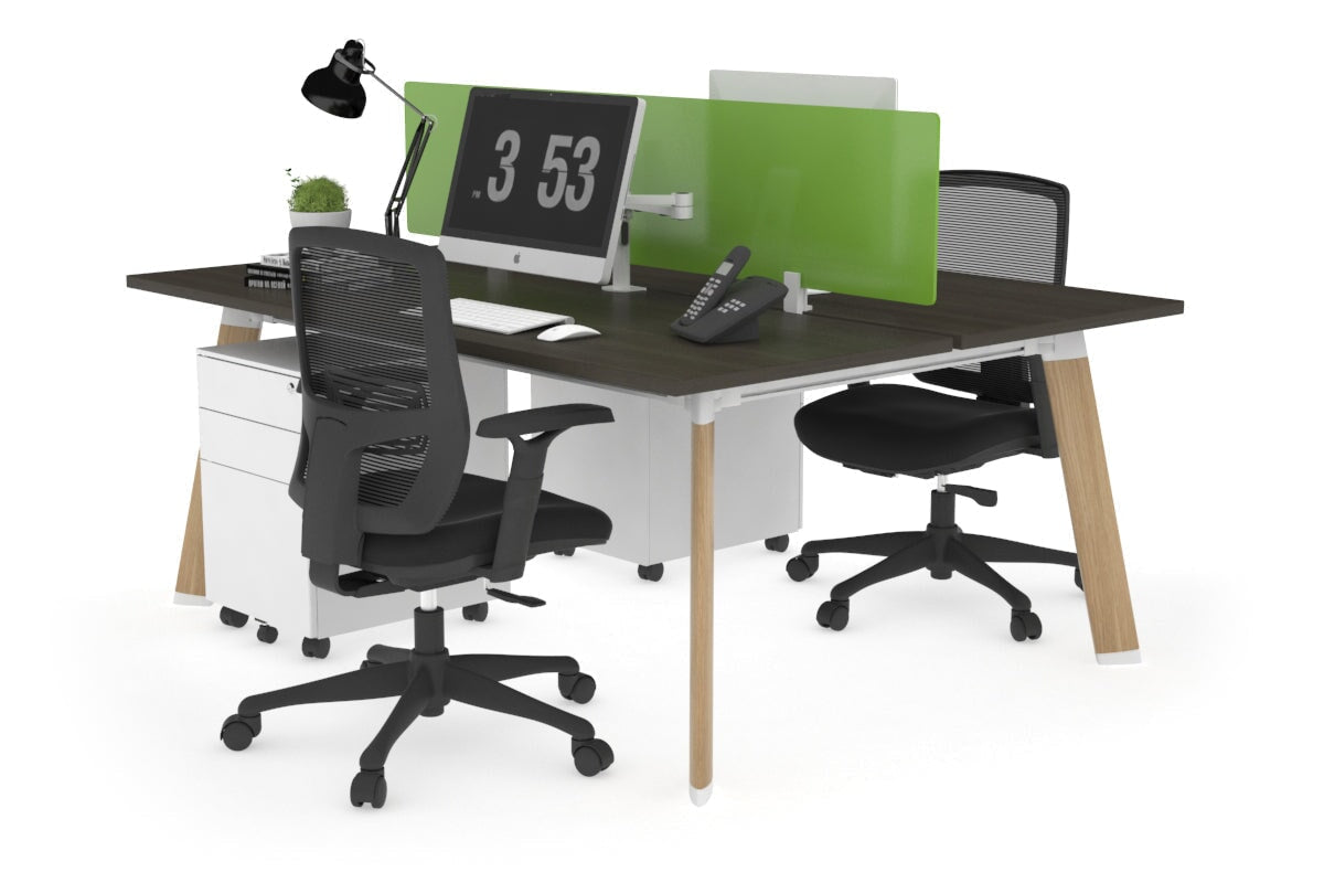 2 Person Workstation with Wood Imprint Frame - 1800L x 700W - Ideal for Office, Home Office & Collaborative Workspaces