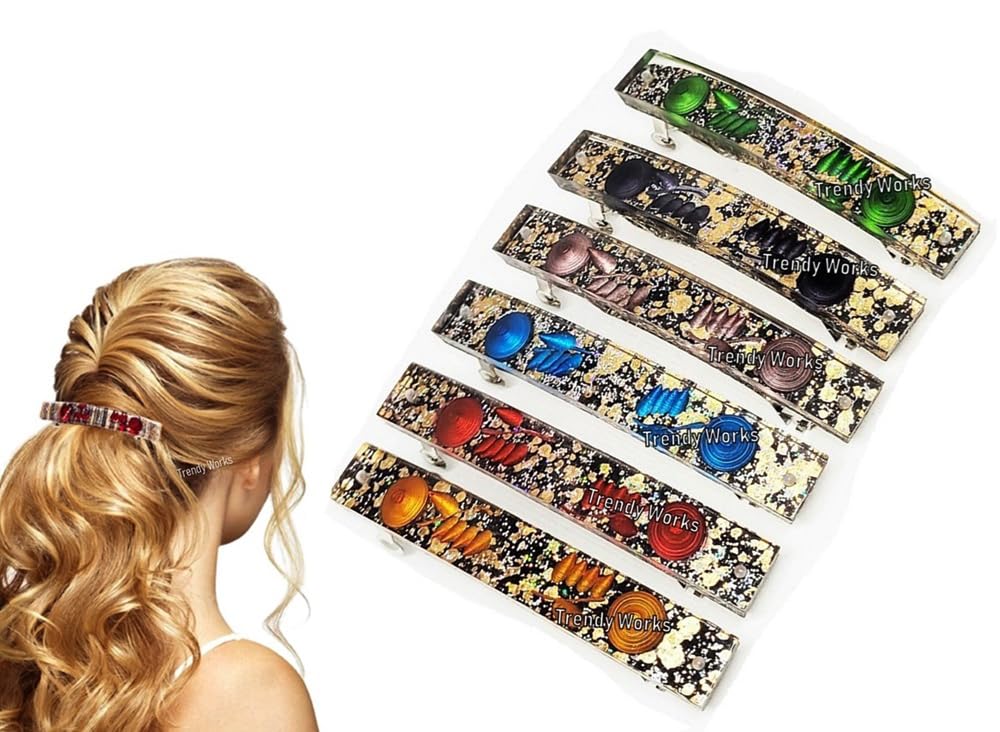 Trendy 6-Piece Multicolor Ponytail Hair Barrettes & Back Clips for Women & Girls - Perfect for School, Work, Parties & Everyday Hairstyles