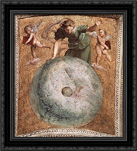 Raphael's The Stanza Della Segnatura Ceiling Prime Mover 20x22 Inch Black Ornate Wood Framed Canvas Art - Perfect for Living Room, Bedroom & Office Decor