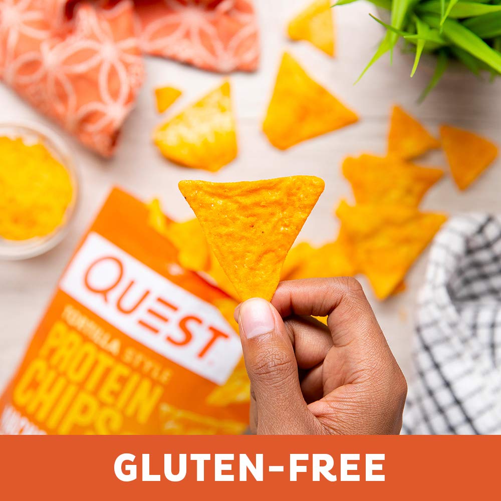 Quest Nutrition Nacho Cheese Protein Chips - High Protein 18g, Low Carb 4g Net, Gluten Free, Keto Friendly Snacks - 1.1oz Bags (Pack of 12) | Perfect for Workout Recovery, Office Snacking & Keto Diet