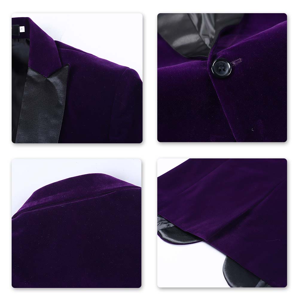 Slim Fit 2 Piece Purple Pleuche Velvet Tuxedo Suit for Men - Elegant Formal Wear for Weddings, Prom & Special Occasions