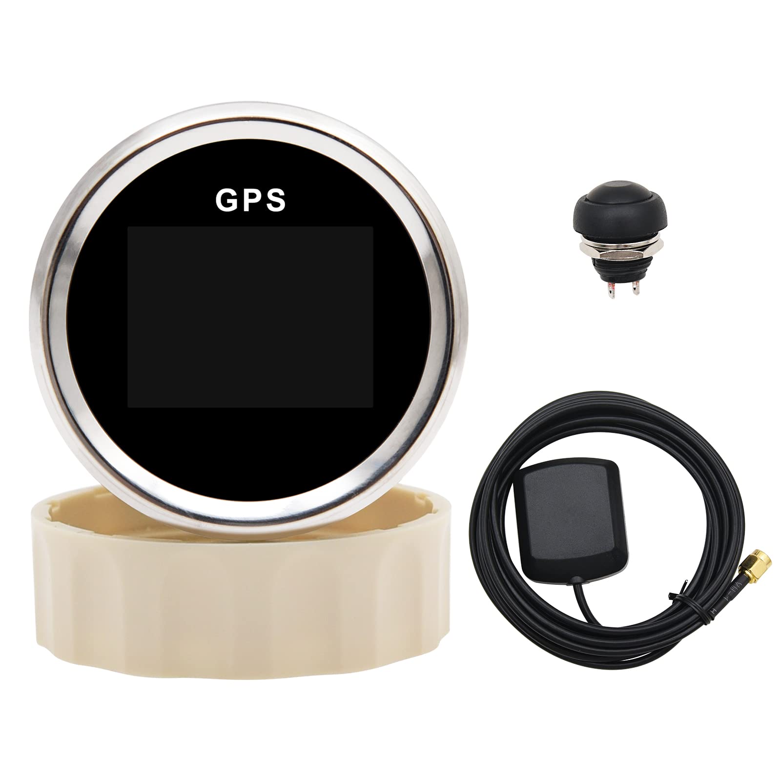 KAOLALI 52mm Digital GPS Speedometer - LCD Speed Gauge & Odometer with Adjustable Mileage, Trip Counter & GPS Antenna (9-32V, Silver) | Universal for Car, Motorcycle, Truck, Boat | Perfect for Racing, Off-Roading & Marine Navigation