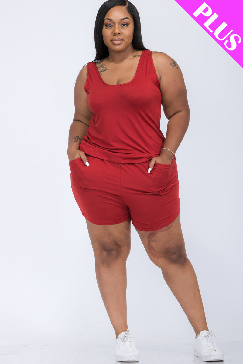 Comfy Plus Size Tank Top & Shorts Set for Women - Breathable & Soft Lounge Wear (CAPELLA) - Perfect for Yoga, Gym, and Summer Vacation