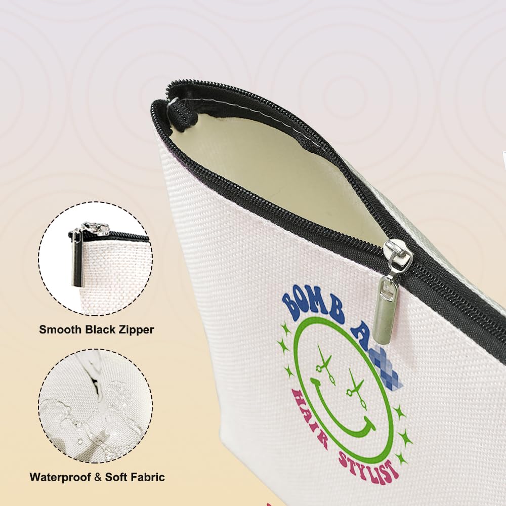 **Funny Hairdresser Gifts for Women - Hair Stylist Makeup Bag, Cosmetic Bag for Mom, Friend & Coworker - Perfect for Mothers Day, Christmas, Cosmetology Graduation & Birthday - Great for Salon, Travel & Daily Use**