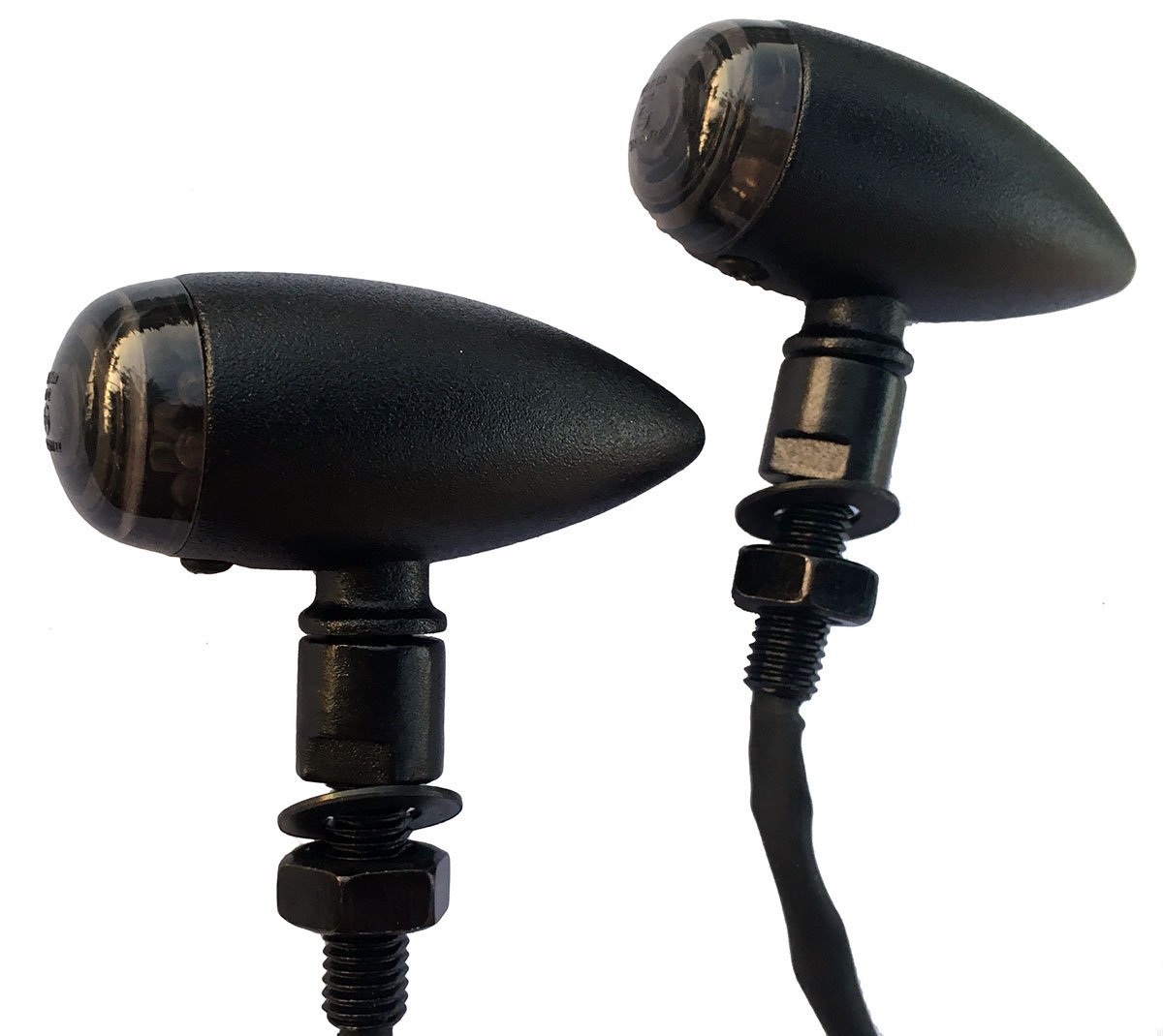 2PCS Black Bullet Turn Signal Lights with Smoke Lens - LED Indicators & Blinkers Compatible for 2016 Triumph Thruxton 1200R Motorcycle - Enhance Visibility & Style for Night Riding & Custom Bike Builds