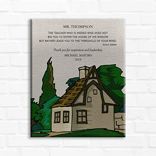 9.5 X 12 Personalized Metal Art Print - Inspirational Khalil Gibran Quote Gift for Teachers, Mentors, Bosses & Leaders | Forest House Design | Thoughtful Thank You Present from Mentee | Perfect for Office Decor, Retirement Gift & Appreciation Present (1829)