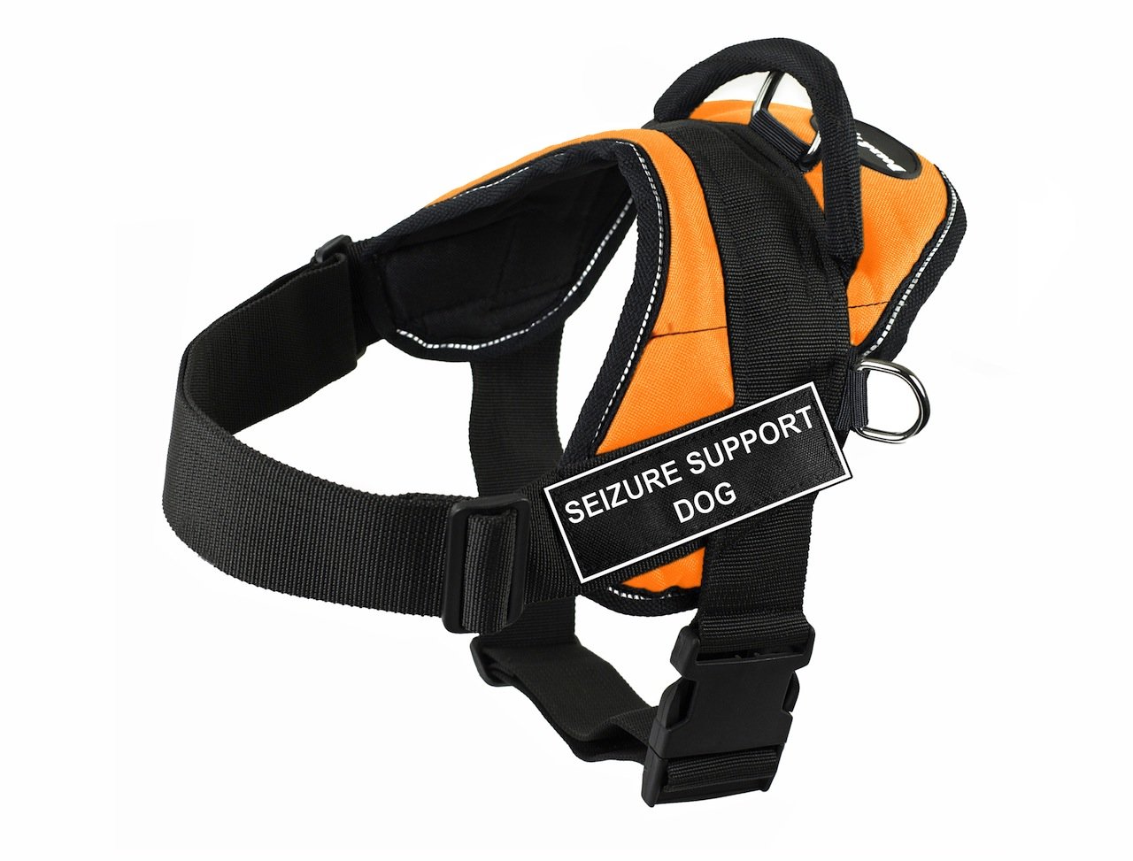 Dean & Tyler DT Fun Seizure Support Dog Harness with Reflective Trim - Small, Orange - Comfortable & Secure Vest for Service Dogs, Therapy Pets & Emotional Support Animals - Perfect for Night Walks, Outdoor Adventures & Daily Use