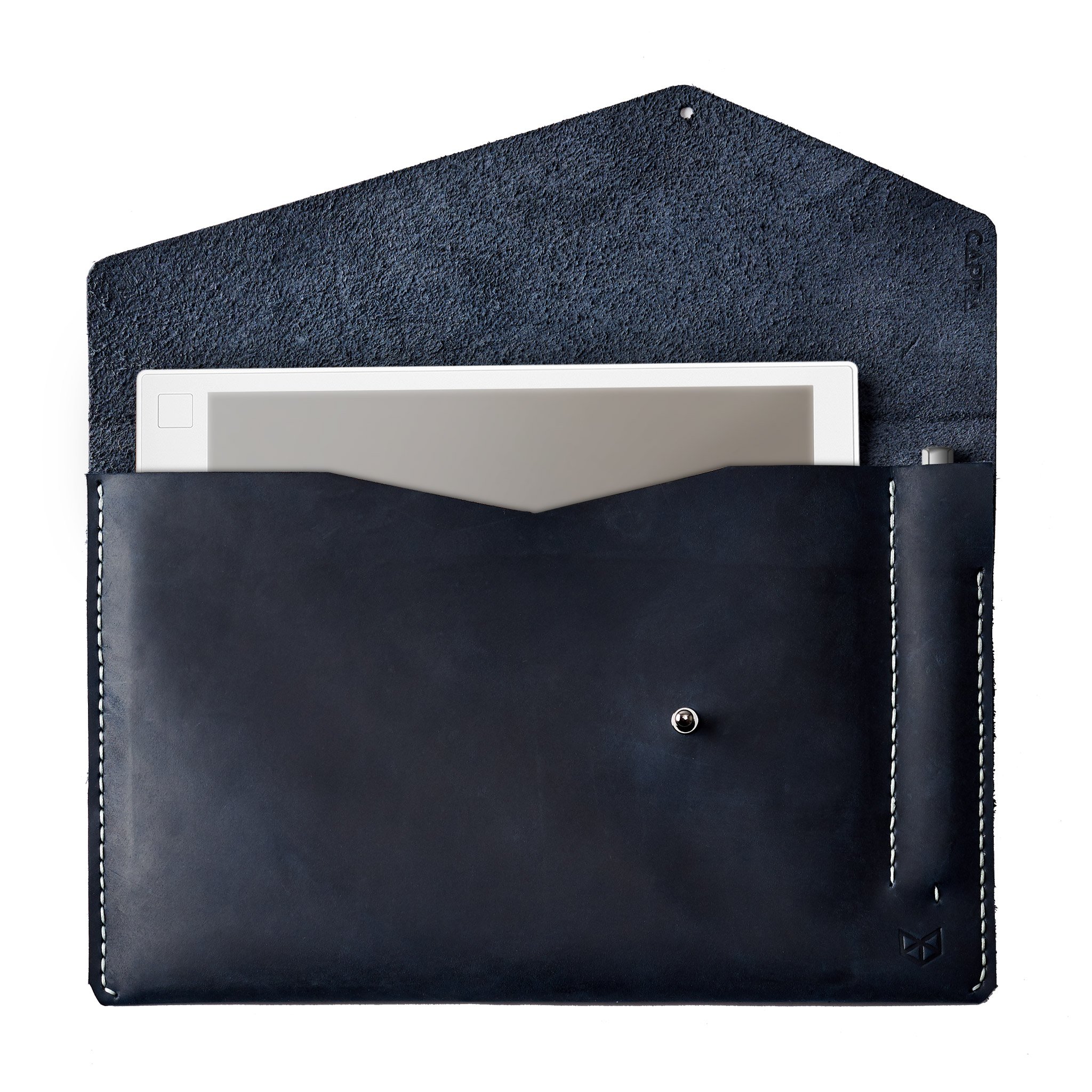Premium reMarkable 2 Tablet Case - Blue Genuine Leather E-Reader Folio Cover with Marker Holder | Handmade Protective Sleeve for Digital Paper | Perfect Gift for Men | Office, Travel & Note-Taking Essential