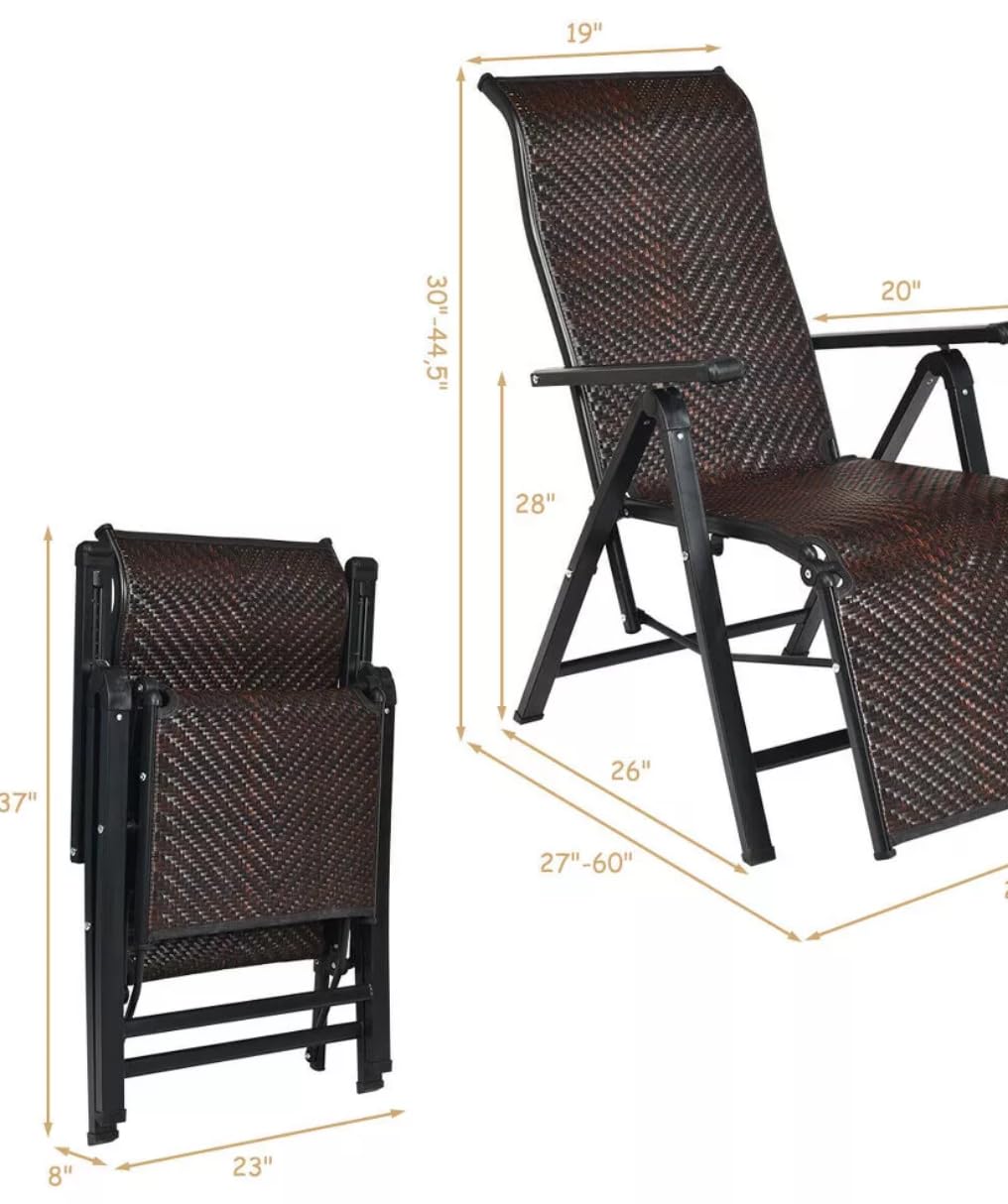 Outdoor Folding Sun Lounge Chair - Durable Wicker Poly Rattan Recliner with Solid Aluminum Frame - Perfect for Poolside, Patio, Garden Relaxation & Sunbathing