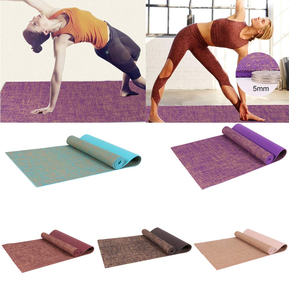 Premium Non-Slip Thick Solid Color Yoga Mat - Eco-Friendly Jute Exercise Mat for Home Gym, Pilates & Workout | Ideal for Indoor Fitness, Yoga Studios & Personal Training Sessions