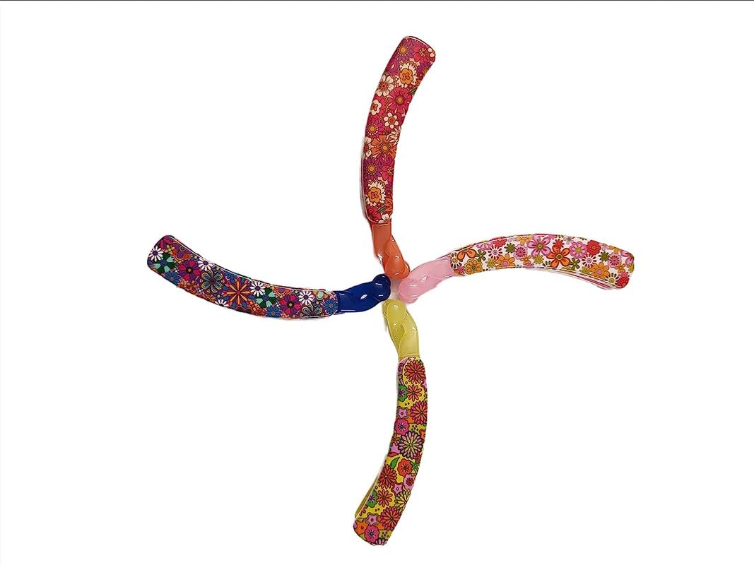 CHANDERKASH 4PCS Floral Print Banana Hair Clips - Classic Clincher Comb & Twist Clip for Girls | Perfect for School, Parties & Everyday Hairstyles