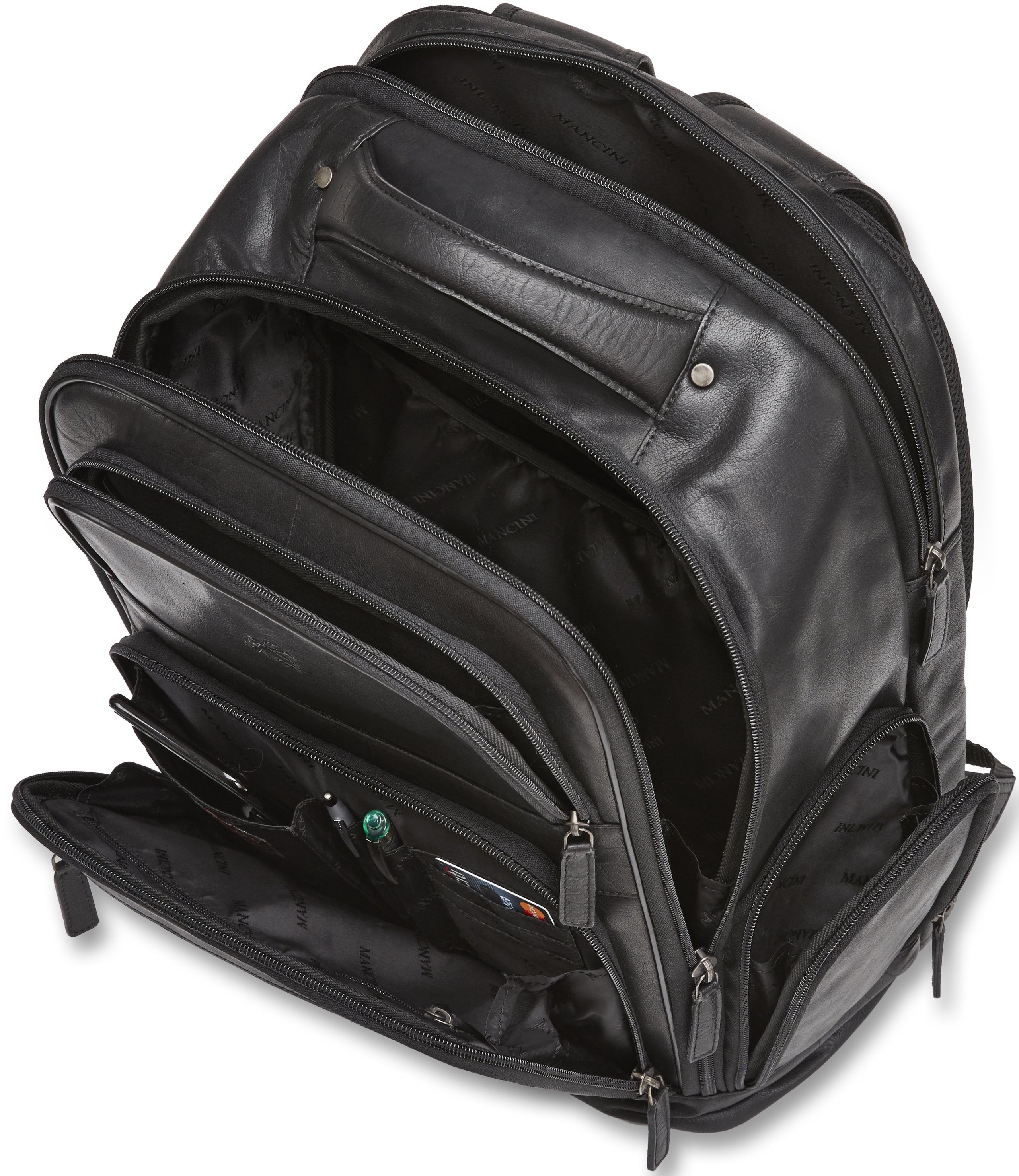 Mancini BUFFALO 15.6 Inch Laptop Backpack - Durable Waterproof Travel Backpack for Men & Women - Perfect for Work, School, College & Commuting