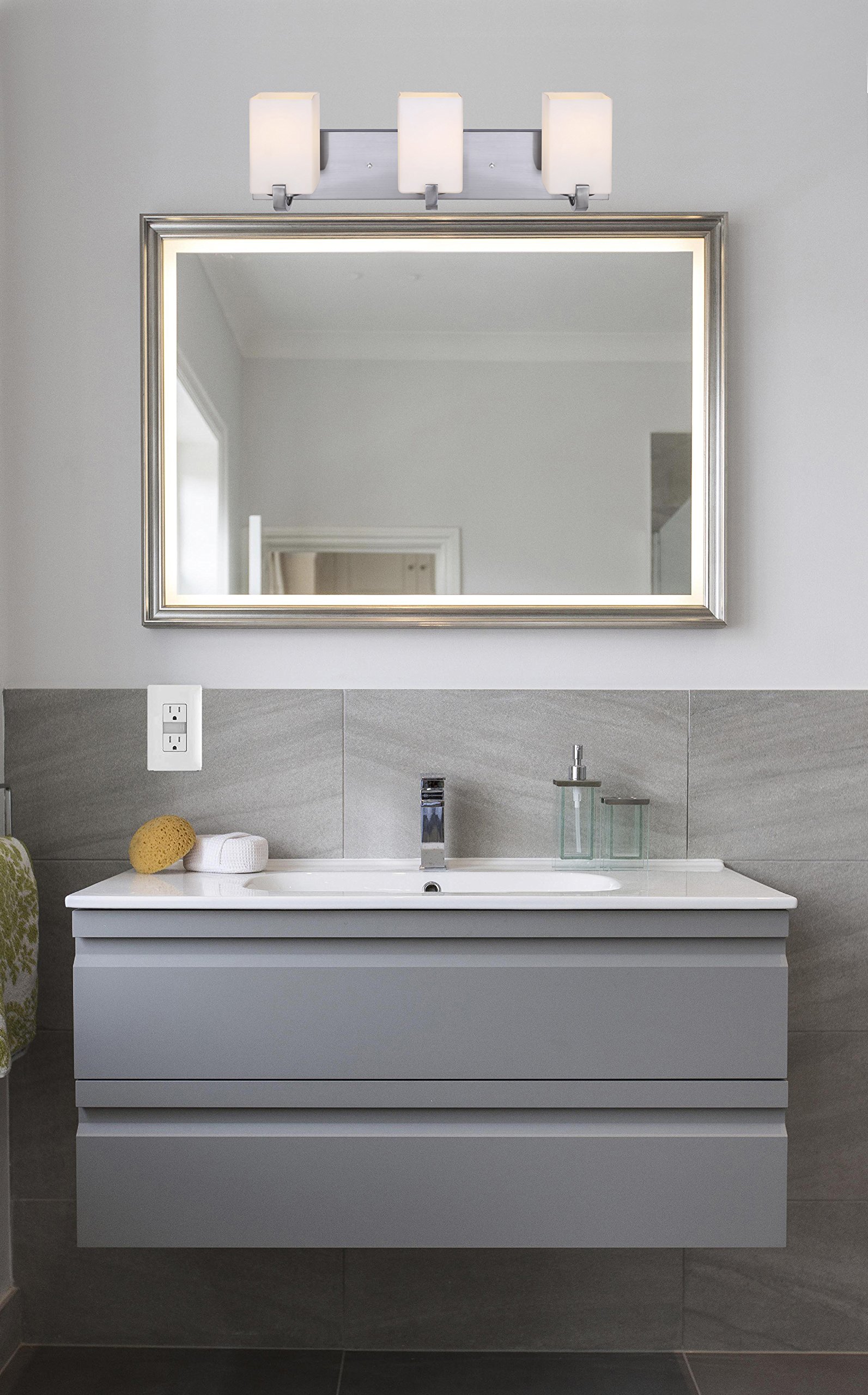 Canarm IVL422A03BN Palmer 3-Light Bathroom Vanity Light Fixture in Brushed Nickel Finish - Perfect for Modern Bathroom, Powder Room & Spa Decor