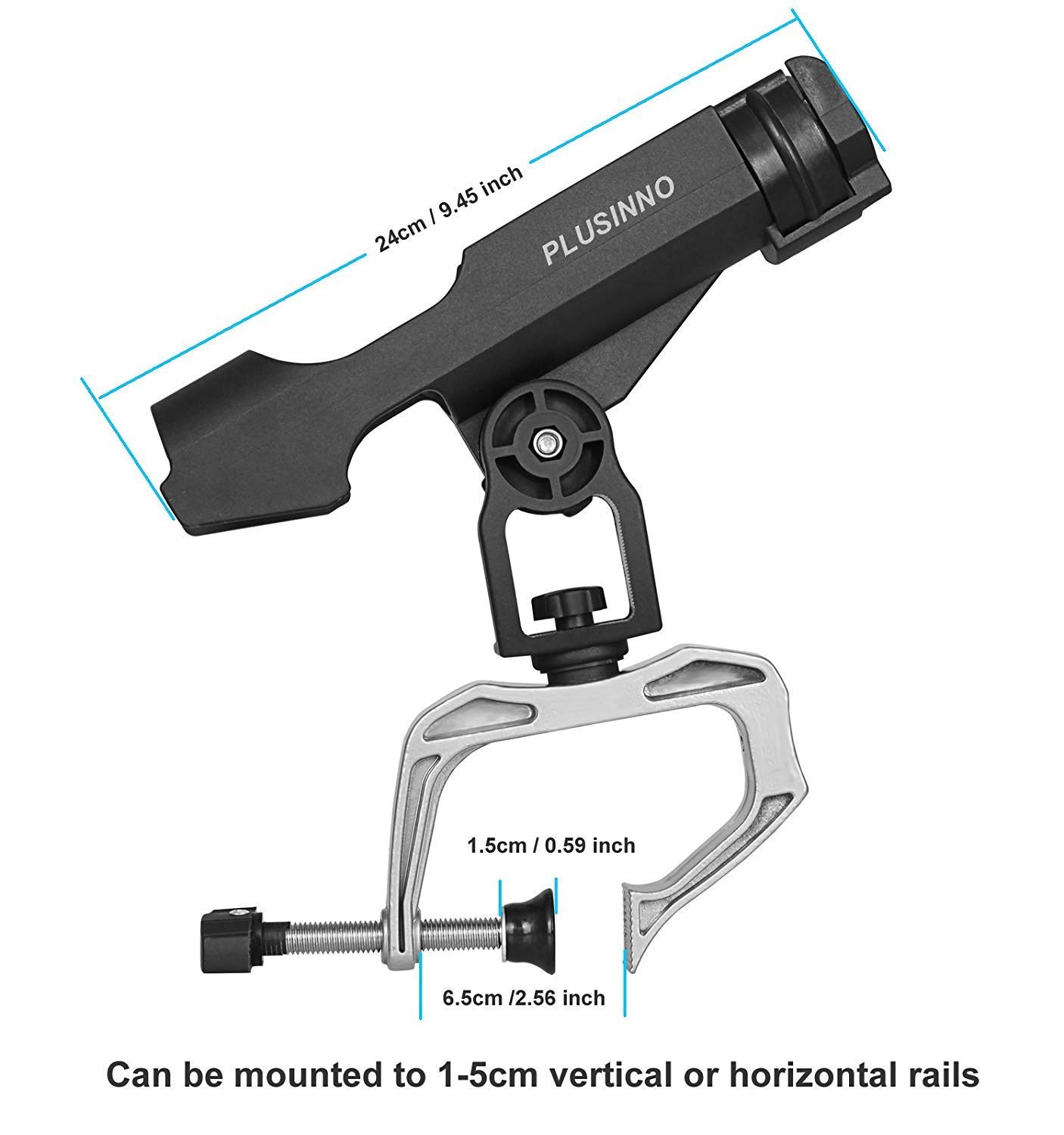 PLUSINNO Telescopic Fishing Rod and Reel Combo Kit with Boat Rod Holder & Large Clamp - Perfect for Saltwater, Freshwater, Kayak and Shore Fishing Adventures