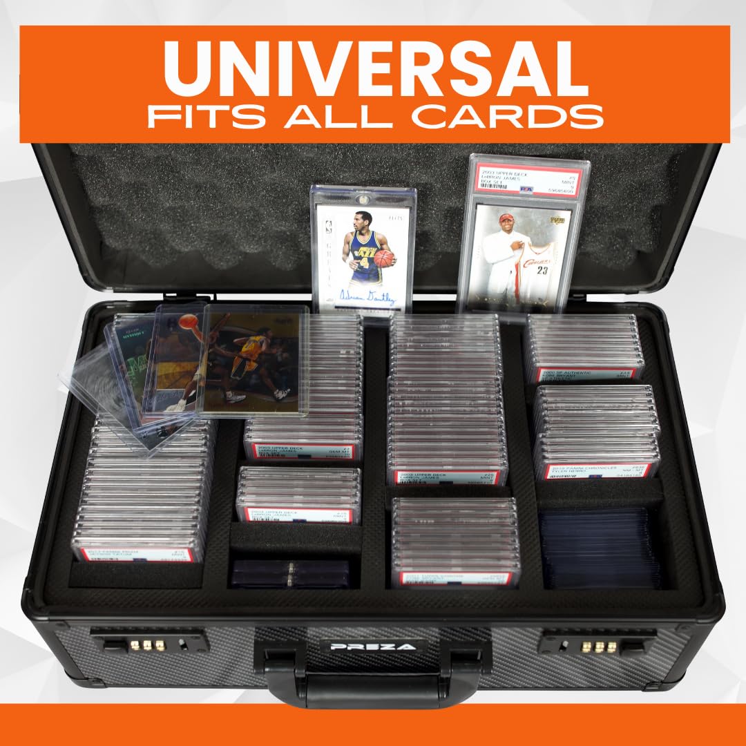 PREZA Graded Card Storage Box - Premium Trading Card Case for PSA, BGS & CGC Slabs - Carbon Fiber Protection for Sports & TCG Collectibles (X-Large) - Perfect for Display & Safekeeping at Home or Card Shows