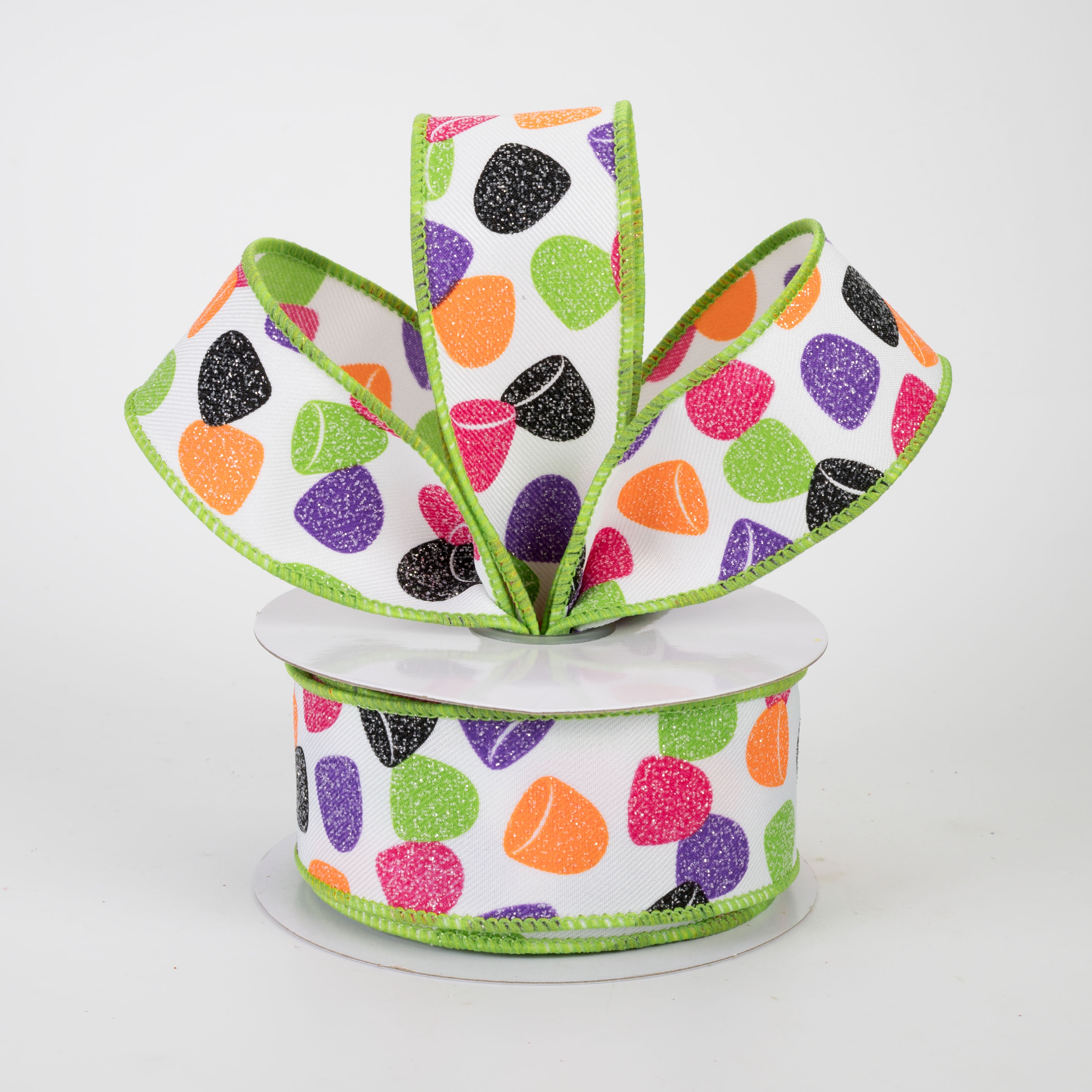 1.5 Inch Gumdrops Candy Ribbon - Purple & Pink Halloween Decorative Ribbon (10 Yards) for Gift Wrapping, Party Decorations, and DIY Crafts