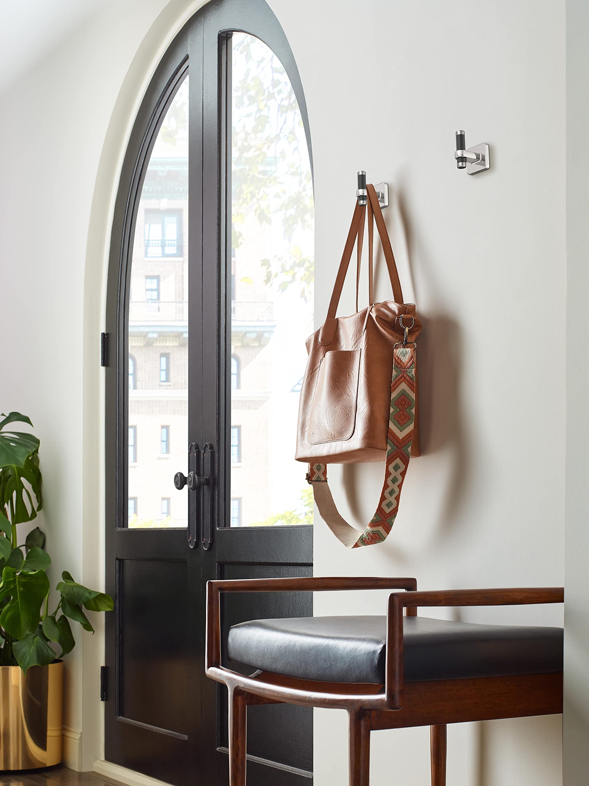 Amerock BH36563PNBBR Polished Nickel Black Bronze Single Robe Hook - 2-11/16 Inch (68mm) Bathroom Towel Holder - Esquire Collection - Premium Bathroom Hardware & Accessories - Perfect for Bathrooms, Walk-In Closets, and Spa Retreats