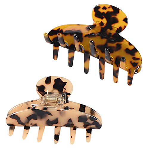 Women's Fashion Hair Claw Banana Clips - 2PCS Tortoise Shell Hair Accessories (3.5 Inch) for Ponytail, Bun & Updo Hairstyles