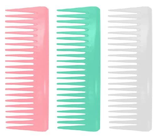 Ghelonadi Wide Tooth Hair Comb for Women - 3 Pack Salon Styling Brush for Curly, Thick & Natural Hair - Detangling Massage Comb for Wet & Dry Hair - Perfect for Home, Salon & Travel Use
